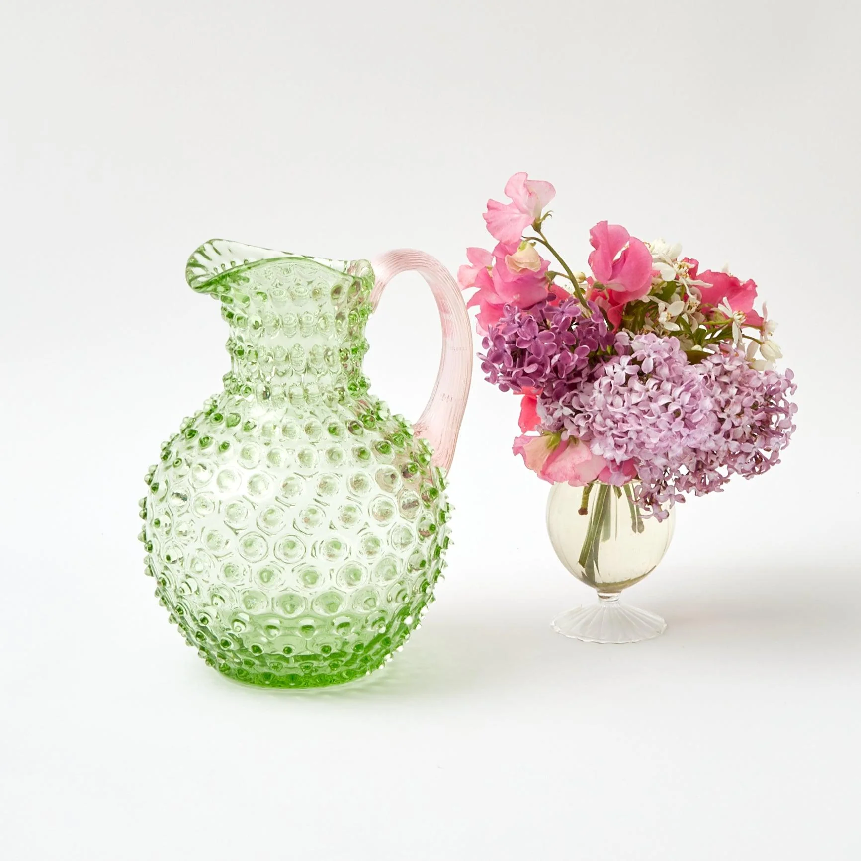 Emerald Hobnail Jug & Rose Handle - Image 7
