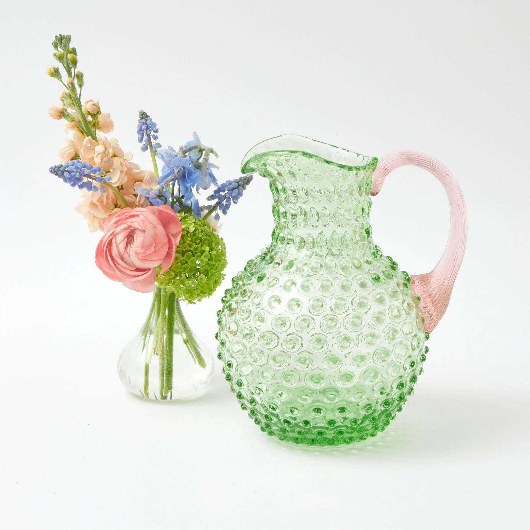 Emerald Hobnail Jug with Rose Handle & Glasses (set of 6) - Image 17