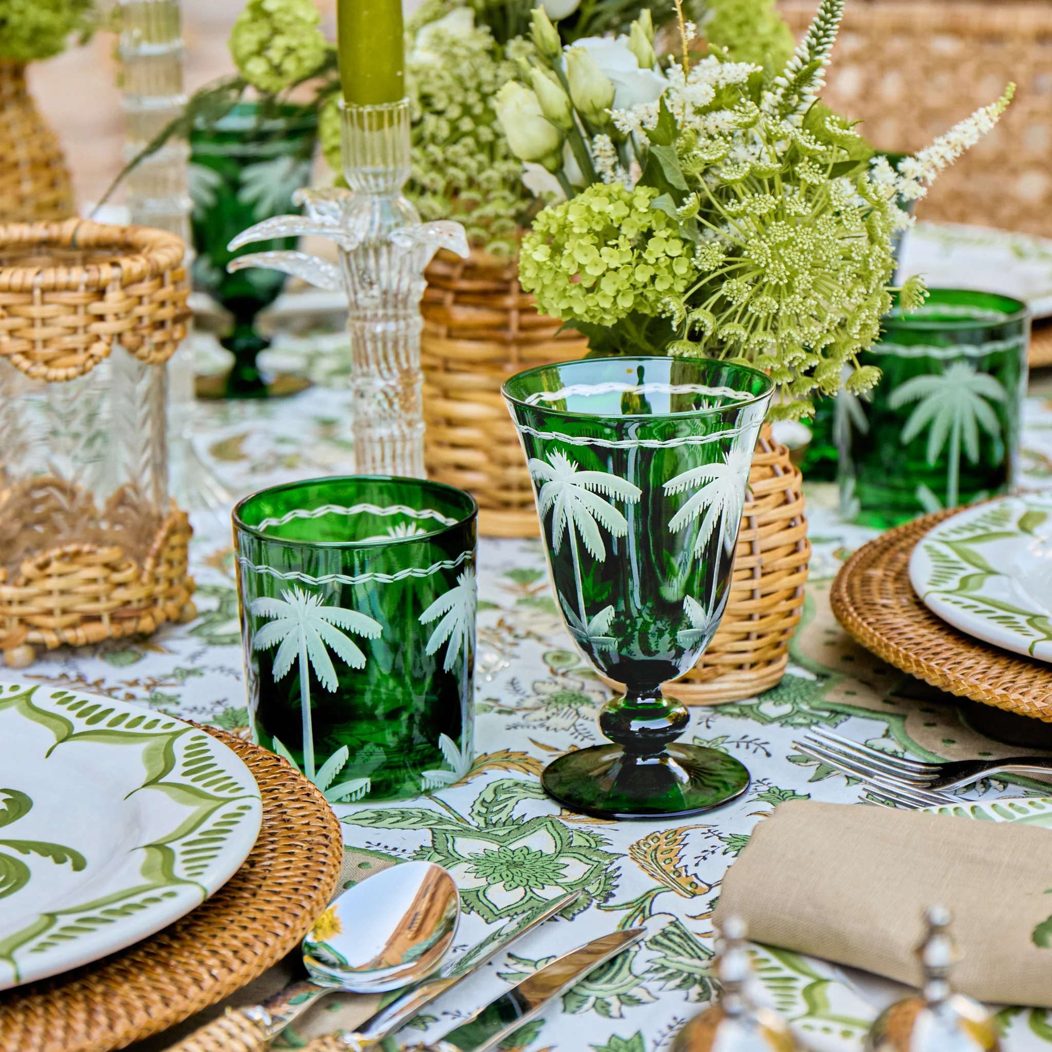 Emerald Palm Tree Glassware (Set of 8) - Image 4
