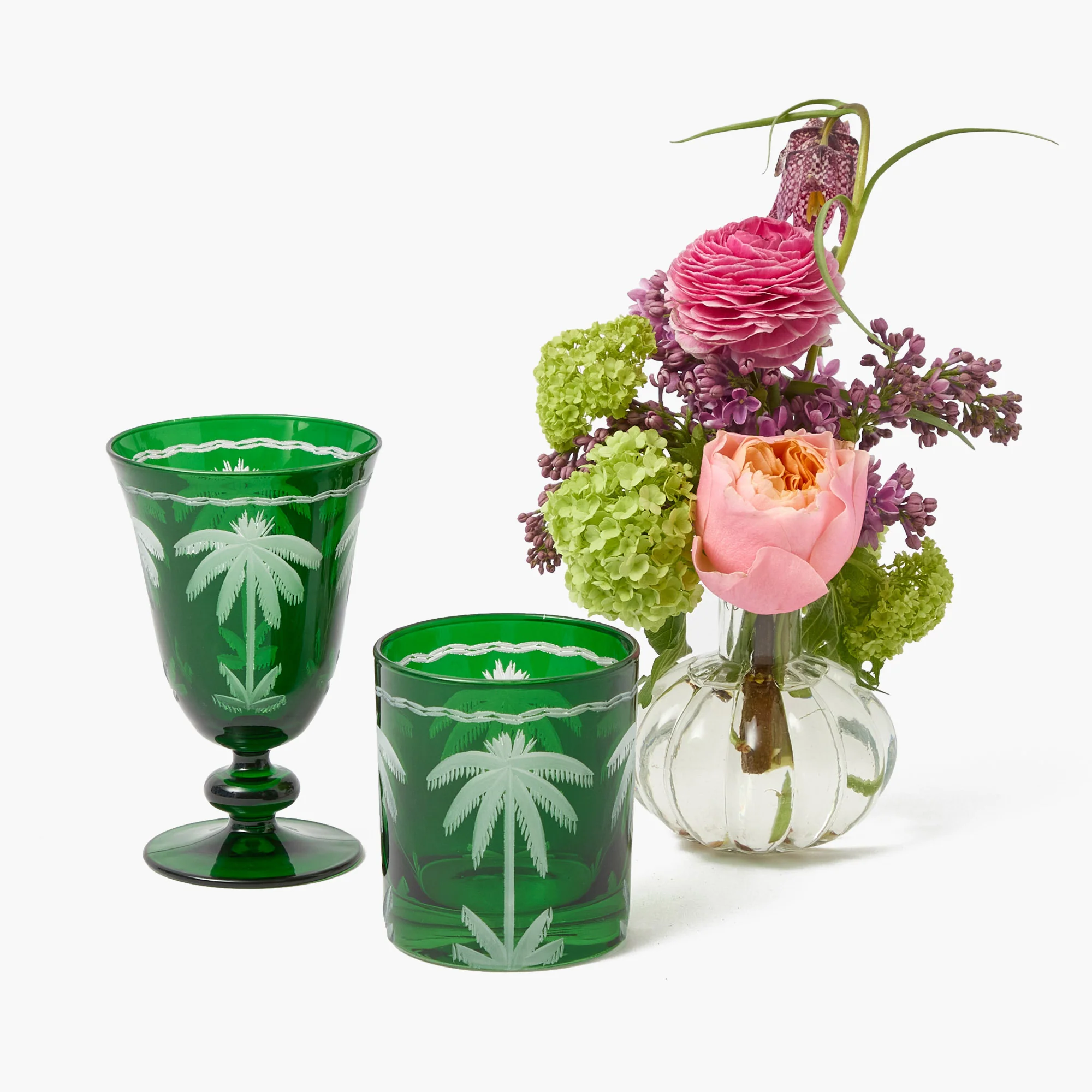 Emerald Palm Tree Glassware (Set of 8) - Image 9