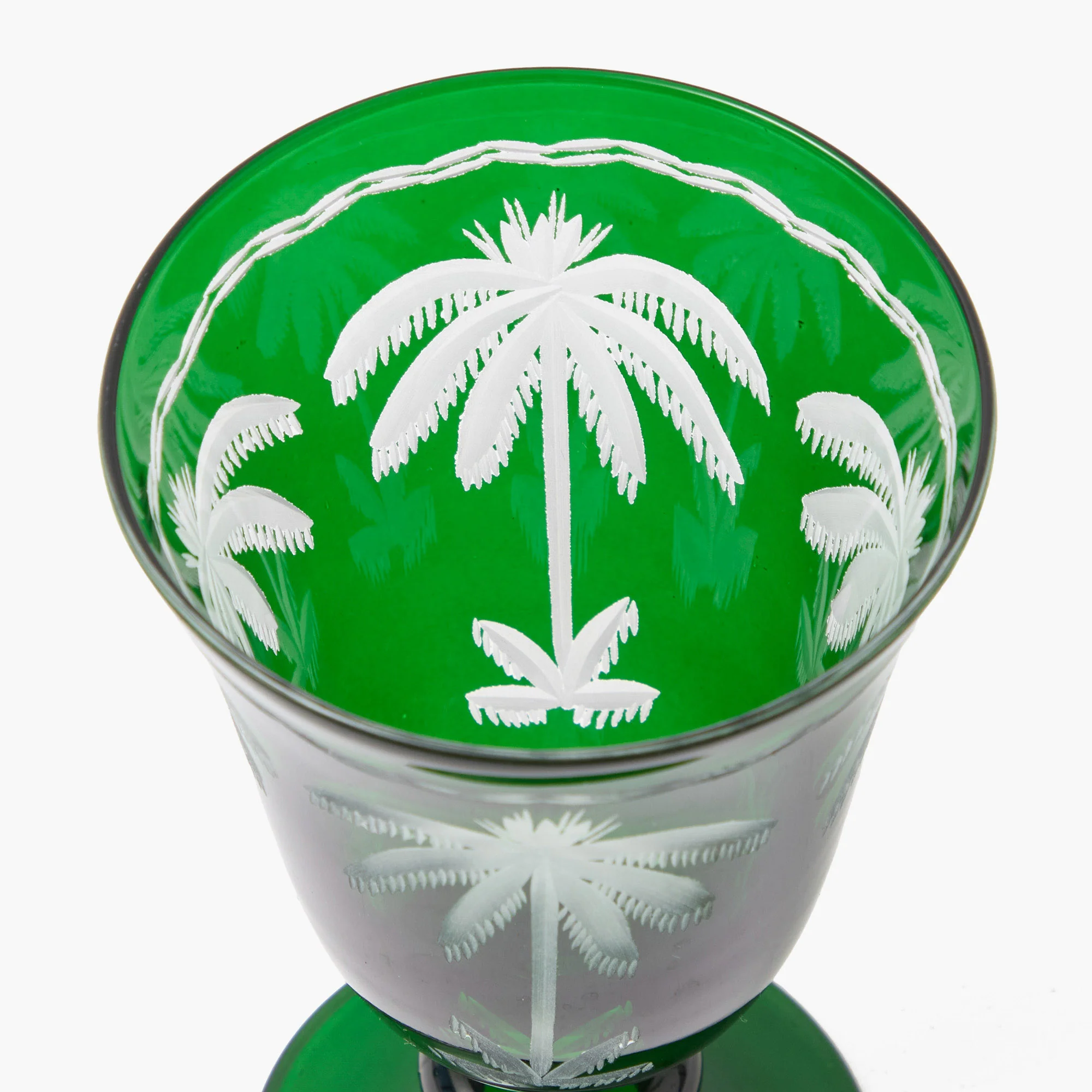 Emerald Palm Tree Wine Glasses (Set of 4) - Image 6