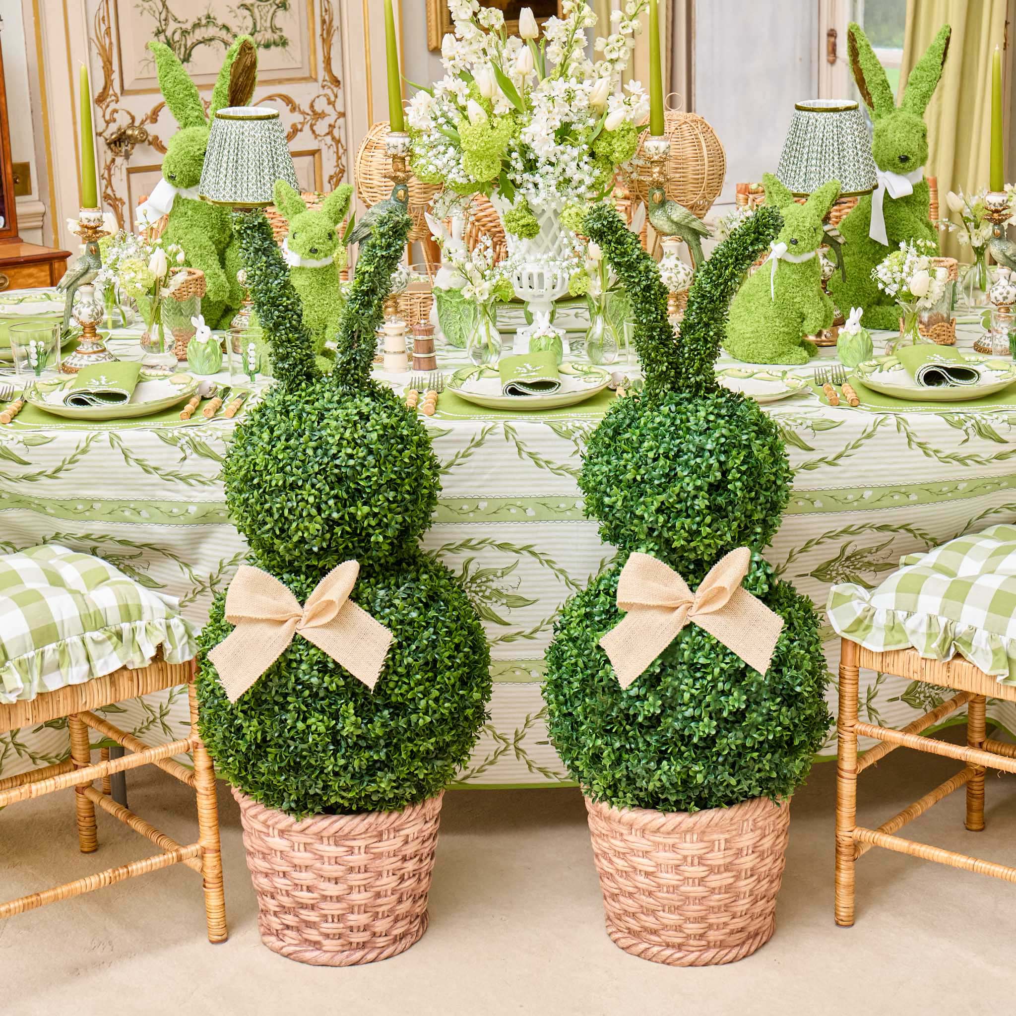 Extra Large Faux Boxwood Rabbits (Pair) - Image 2