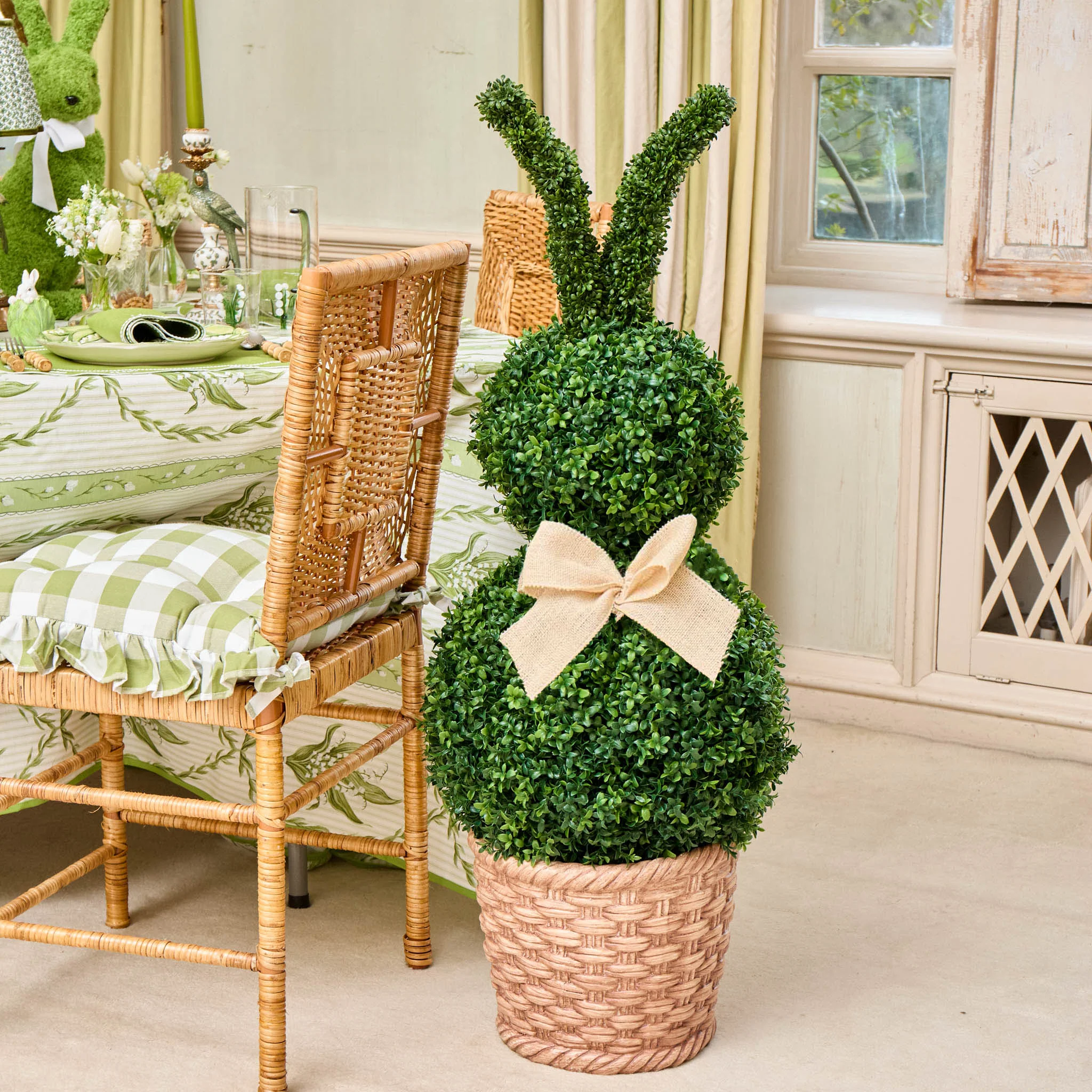 Extra Large Faux Boxwood Rabbits (Pair) - Image 5
