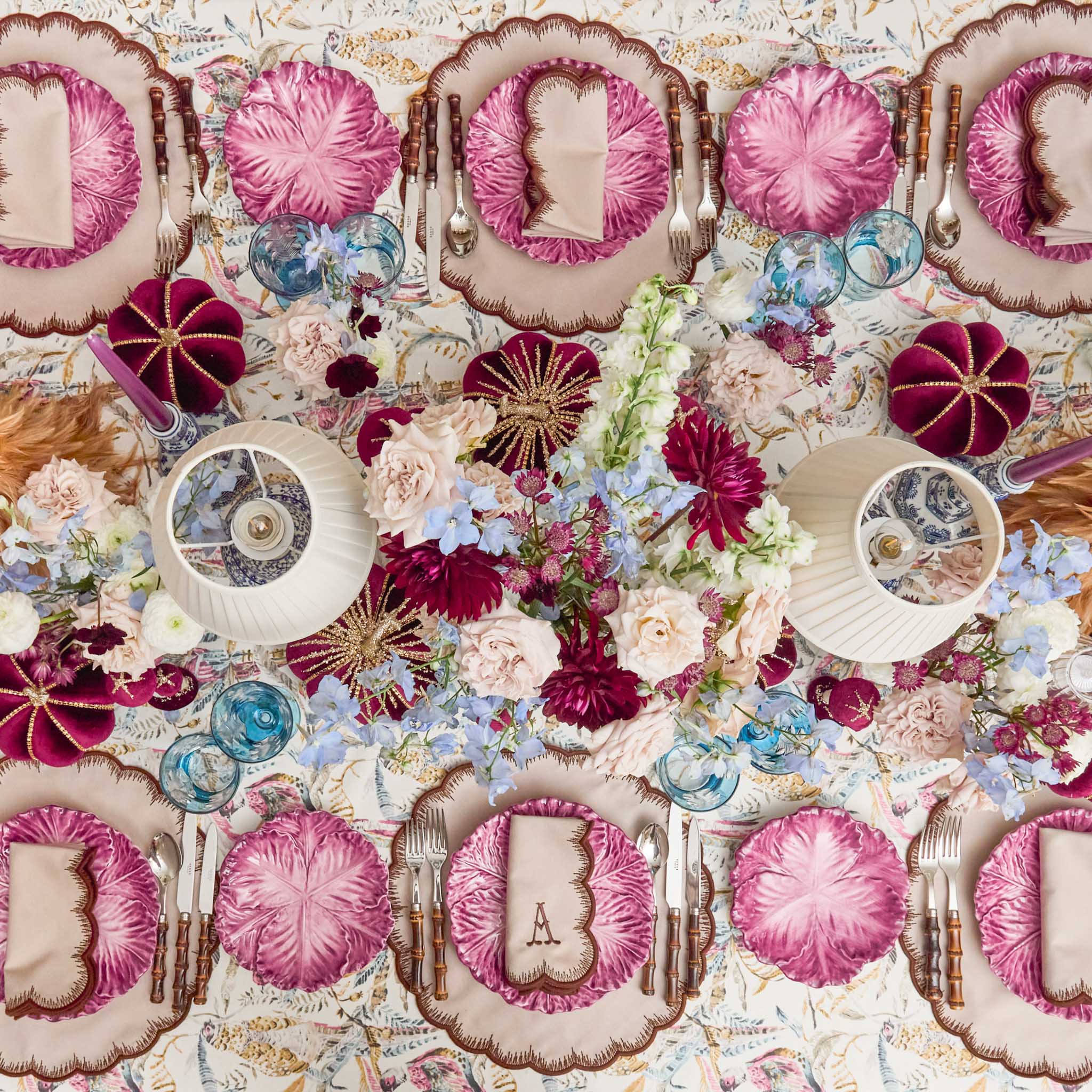 Aubergine Serena Cabbage Dinner Plates (Set of 4) - Image 12