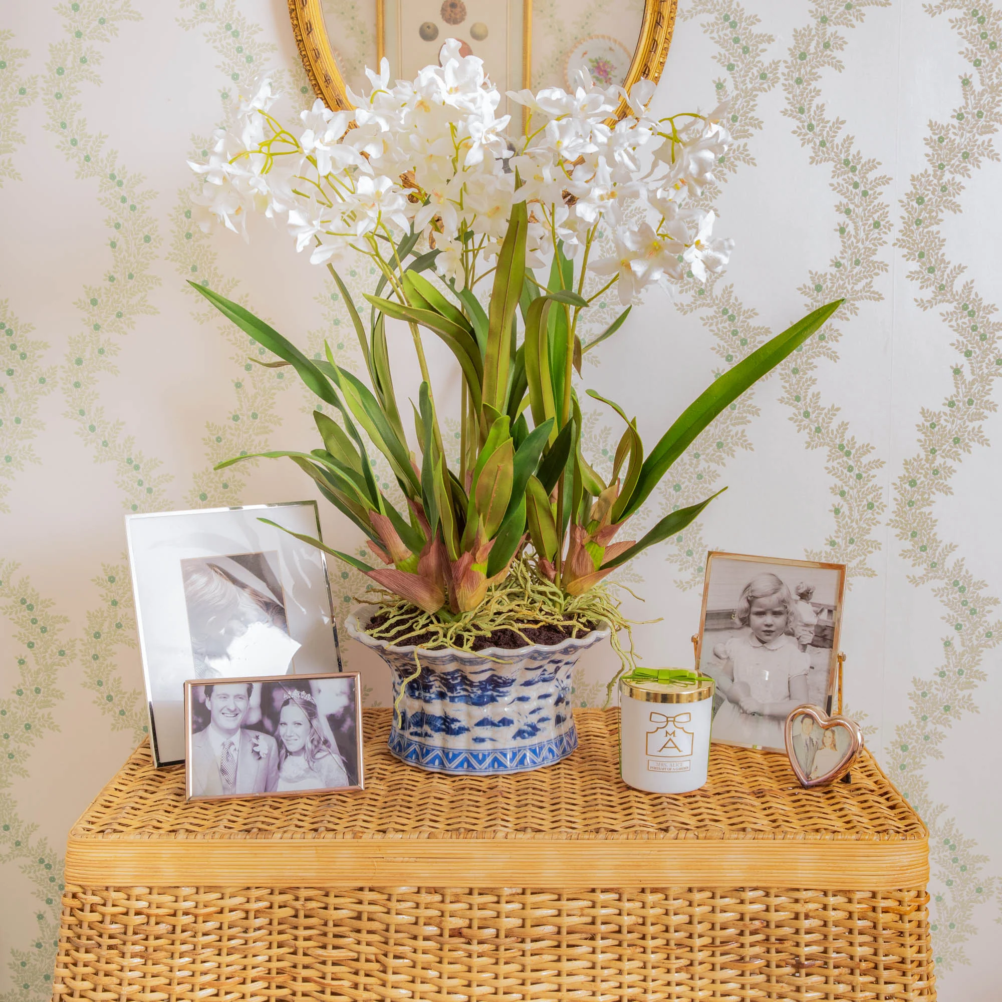 Faux Dancing Lady Orchid in Chinoiserie Planter - Image 3