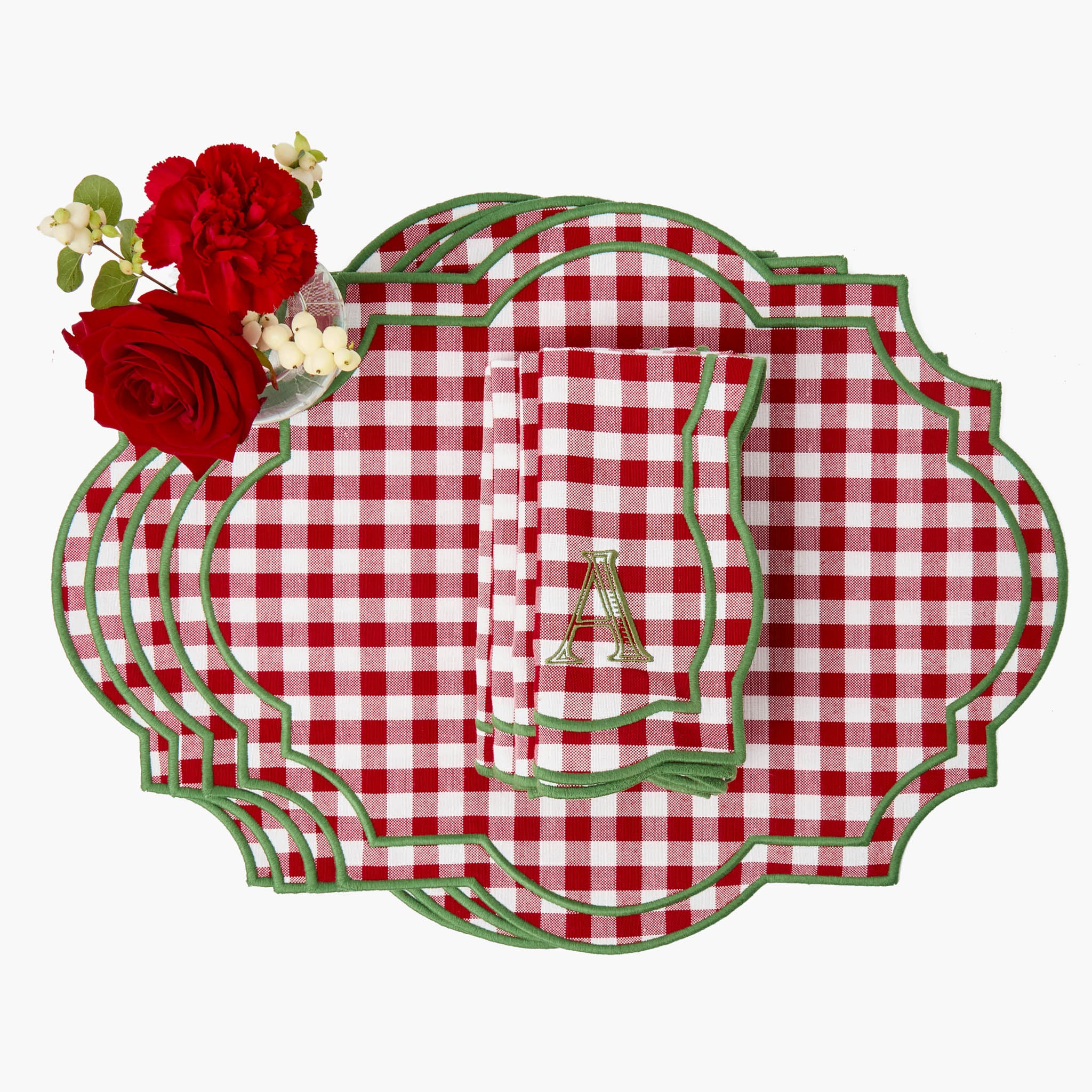 Felix Red & Green Gingham Placemats & Napkins (Set of 4) - Image 8