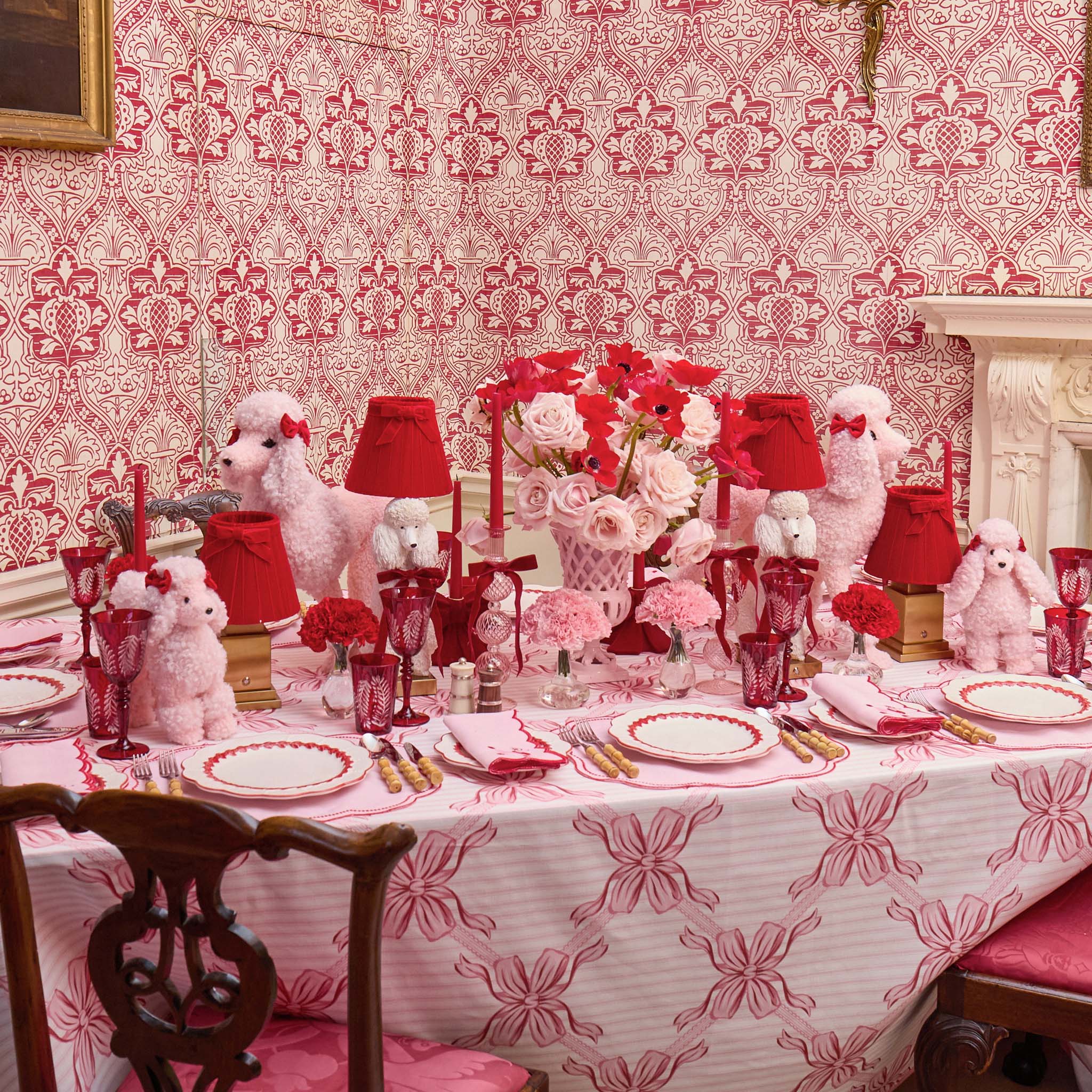 Fifi Poodle Rechargeable Lamp with Red Velvet Bow Shade (18cm) - Image 3