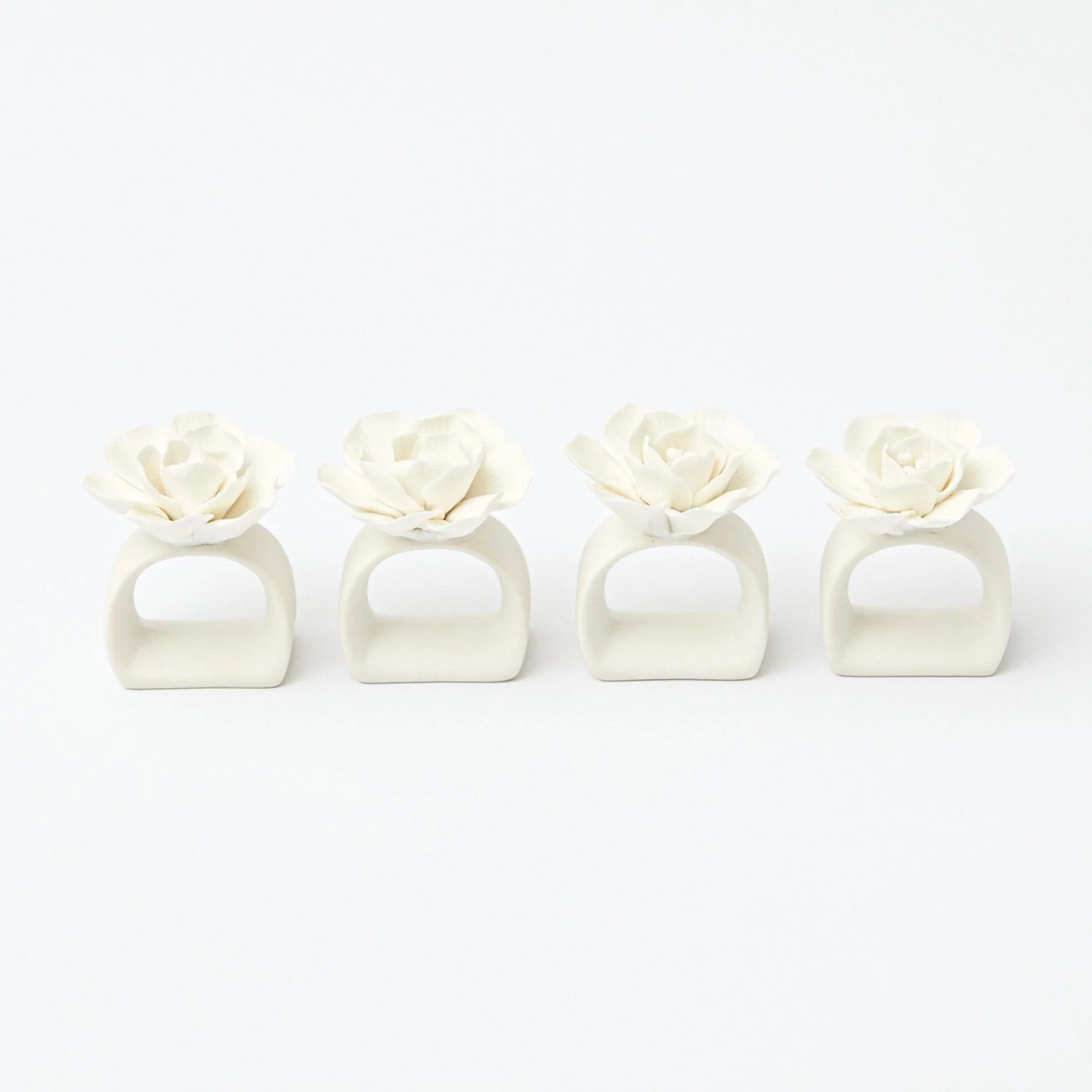 White Fiore Porcelain Napkin Rings (Set of 4) - Image 16