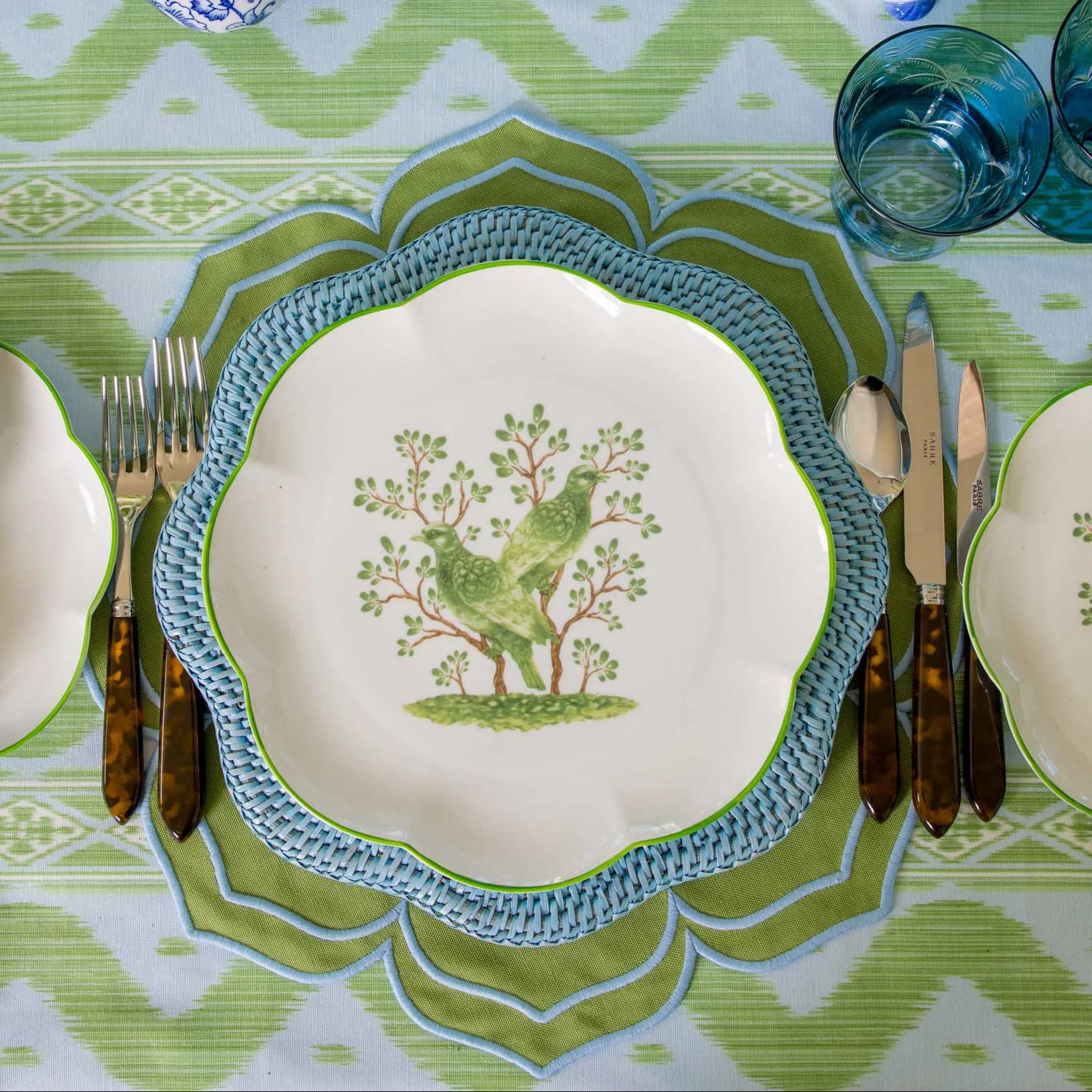 Fleur Green Placemats & Napkins (Set of 4) - Image 11