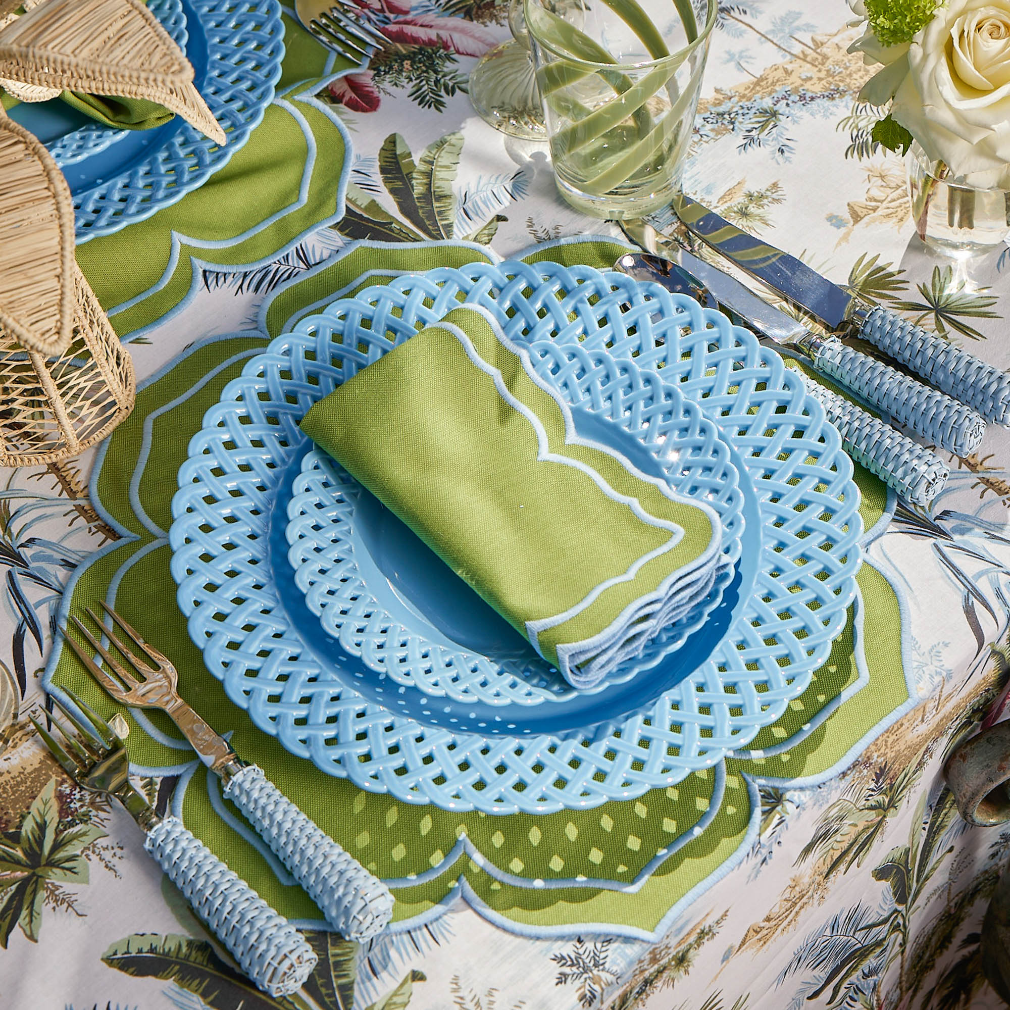 Fleur Green Placemats & Napkins (Set of 4) - Image 13