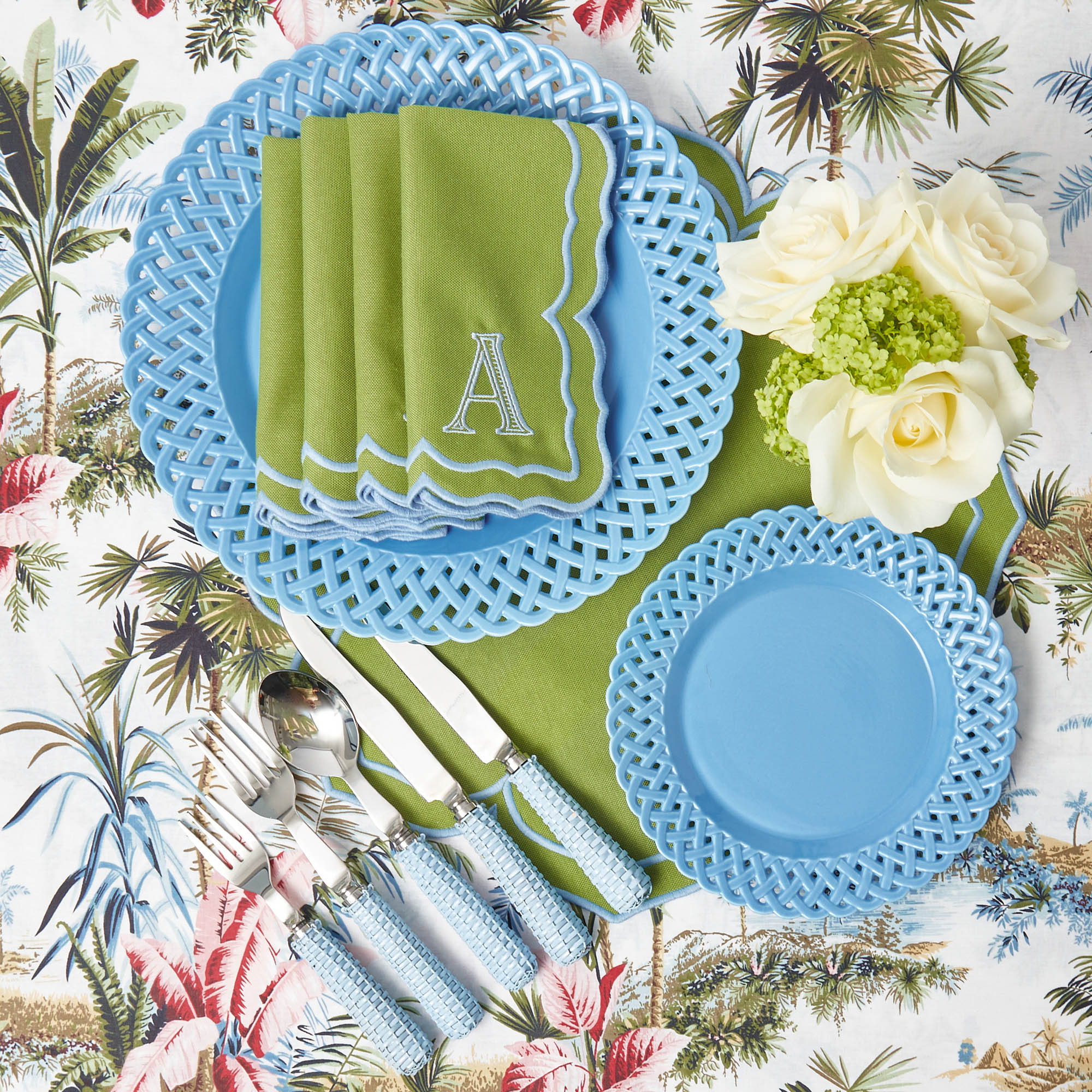 Fleur Green Placemats & Napkins (Set of 4) - Image 18