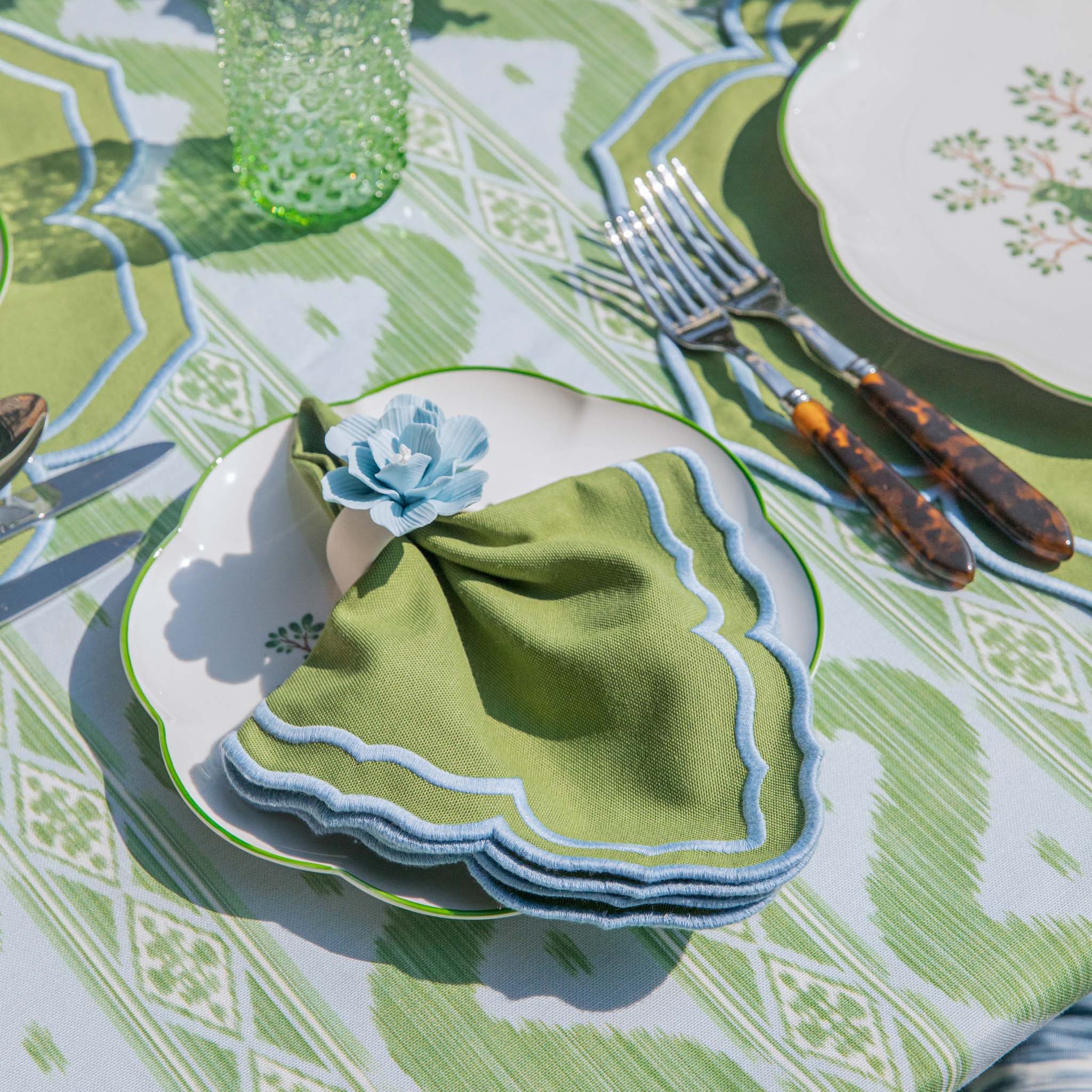 Fleur Green Placemats & Napkins (Set of 4) - Image 8