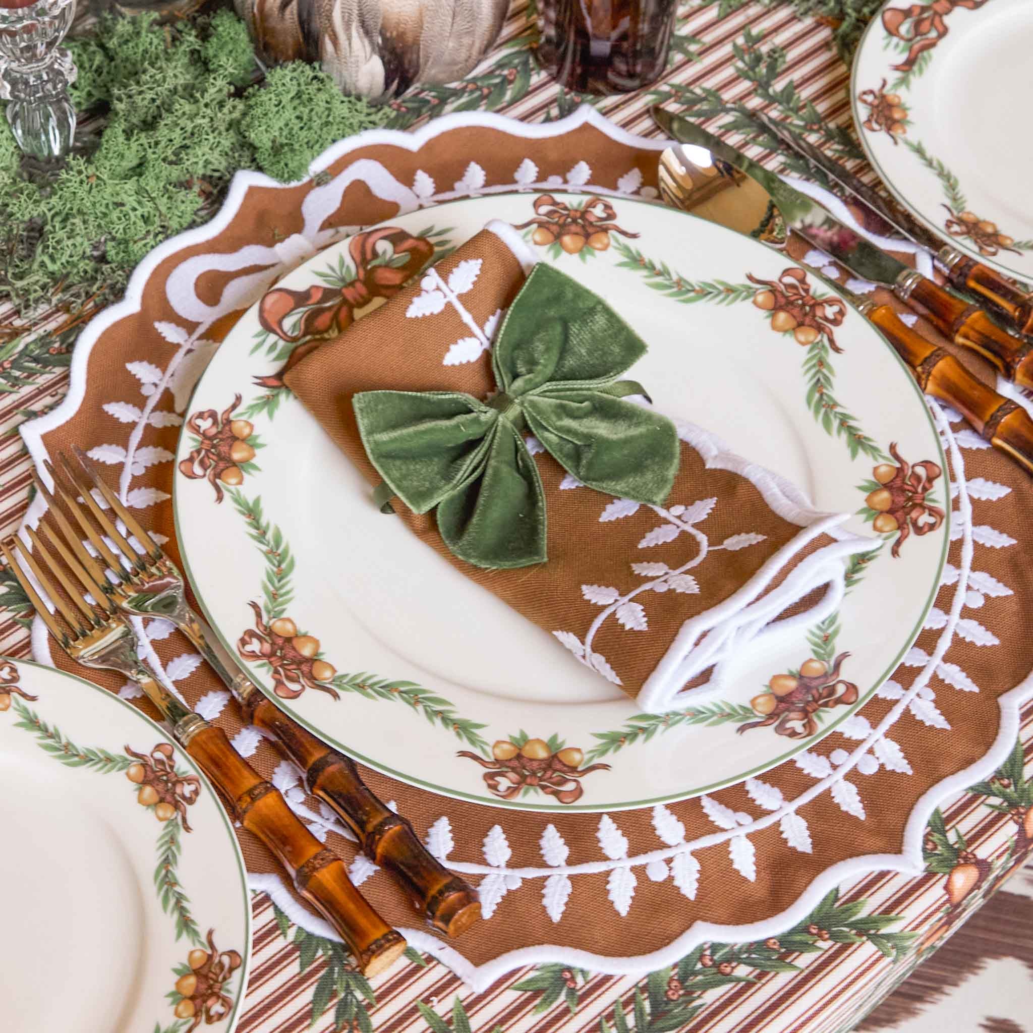 Forest Green Velvet Napkin Bows (Set of 4) - Image 5
