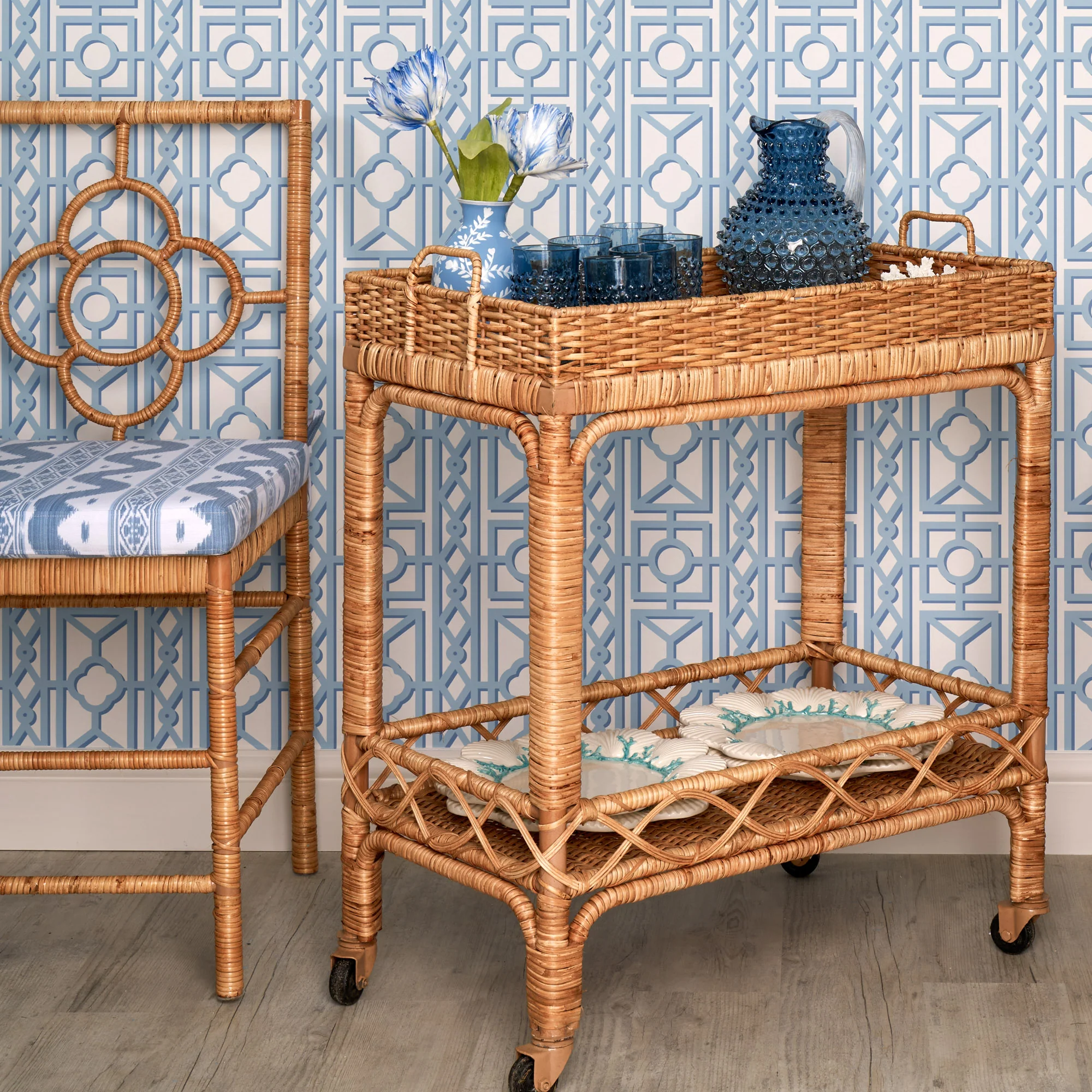 Giovanni Rattan Bar Cart - Image 6