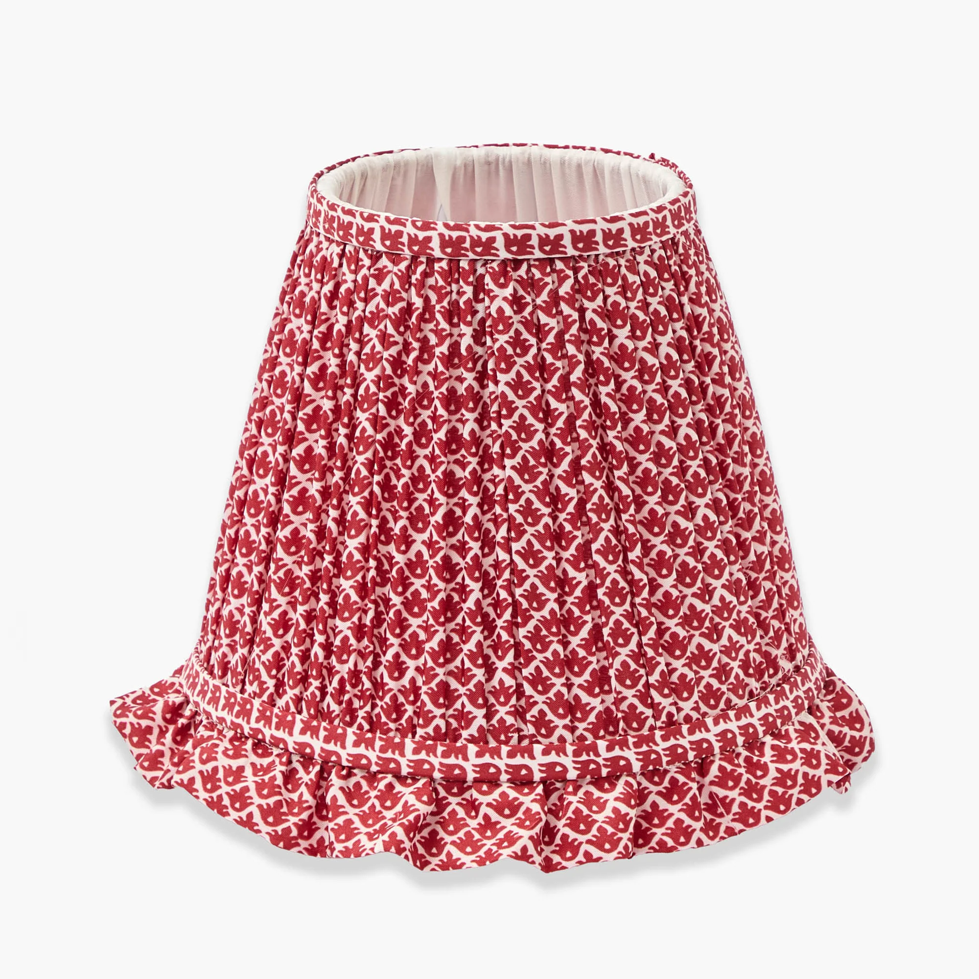 Glass Bardot Rechargeable Lamp with Red Lotus Ruffle Shade (18cm) - Image 5