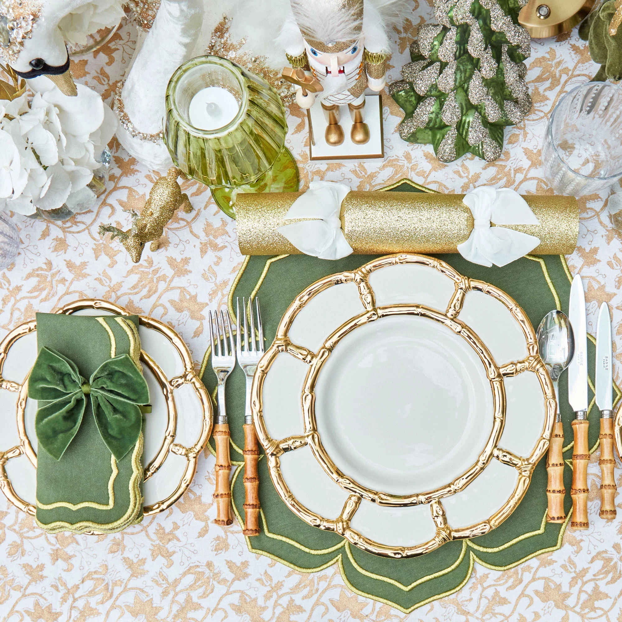 Gold Petal Bamboo Ceramic Dinner Plate - Image 7