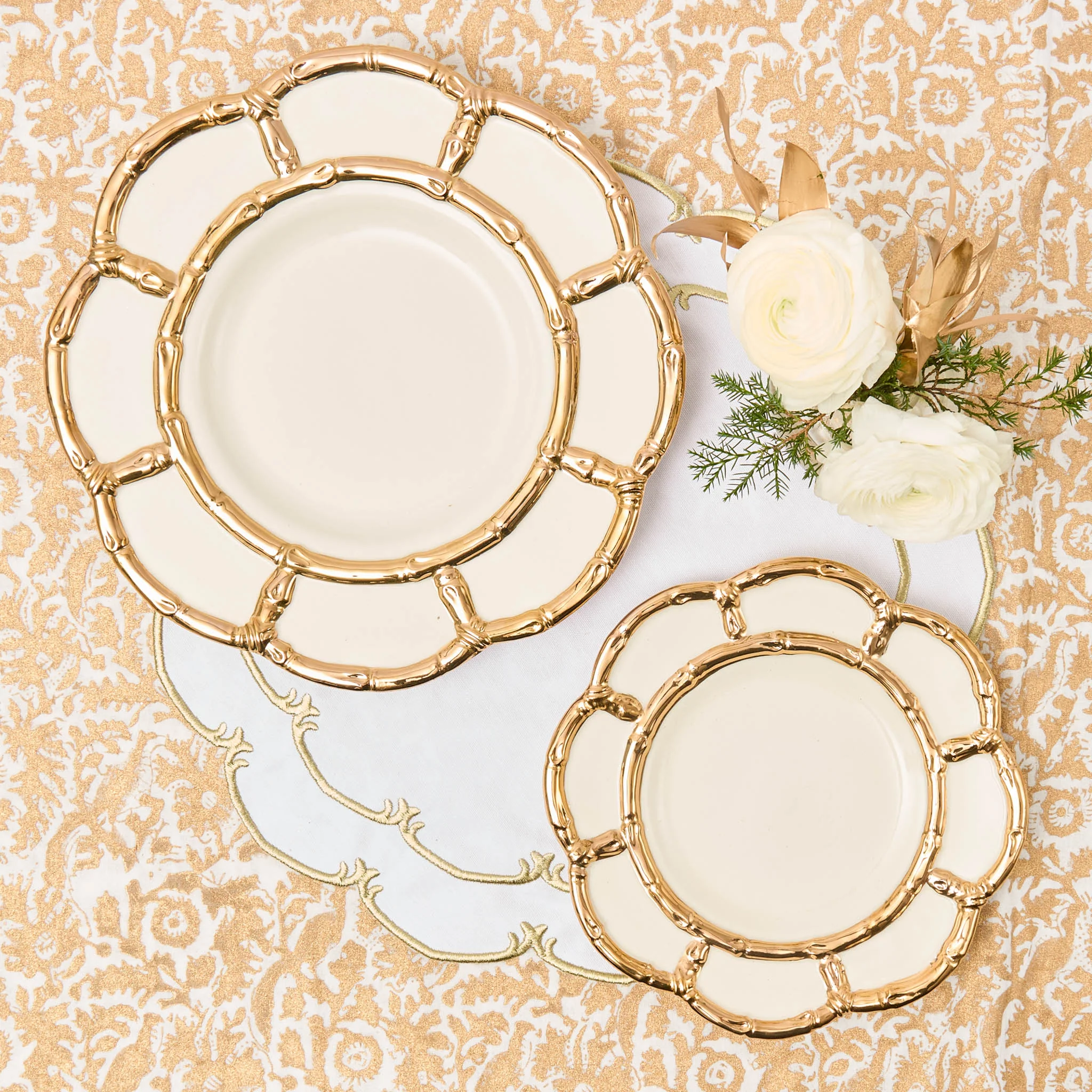Gold Petal Bamboo Ceramic Starter Plate - Image 3