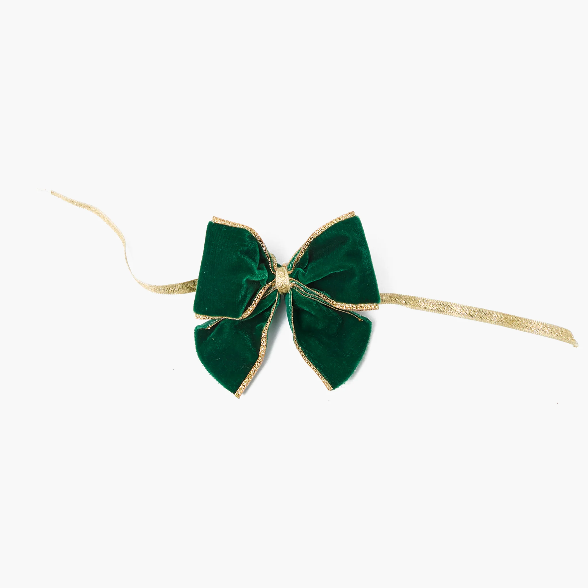 Dark Green Gold-Trimmed Velvet Napkin Bows (Set of 4) - Image 5