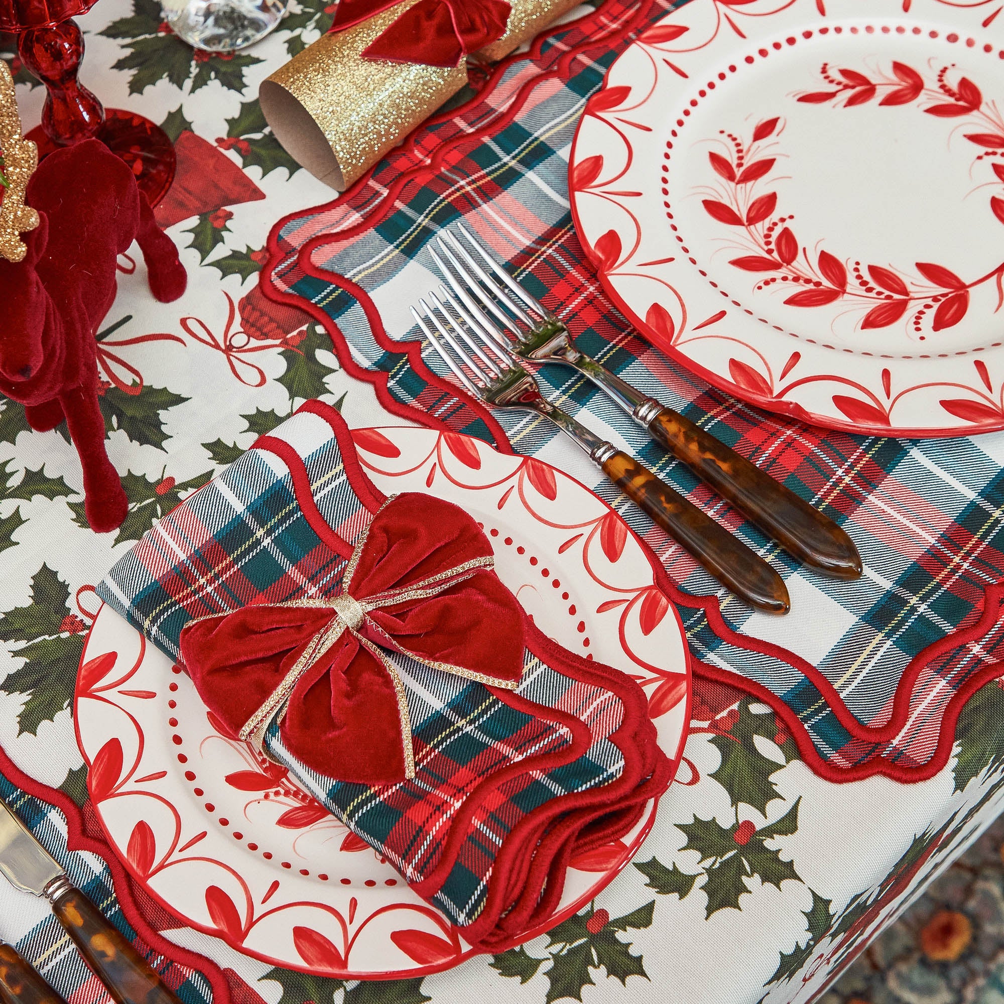 Gold Trimmed Red Velvet Bows (Set of 4) - Image 11