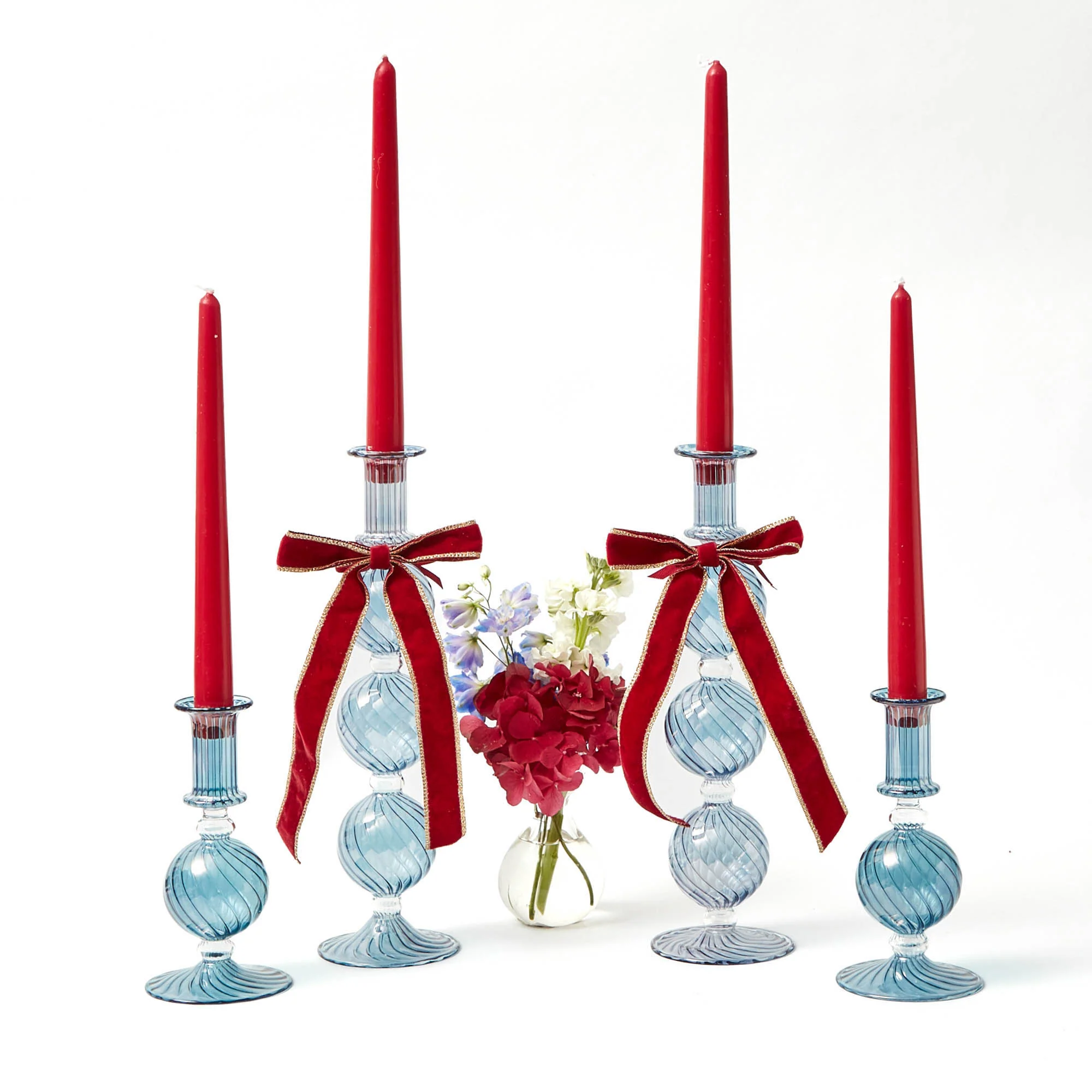 Gold Trimmed Red Velvet Bows (Set of 4) - 20cm - Image 5
