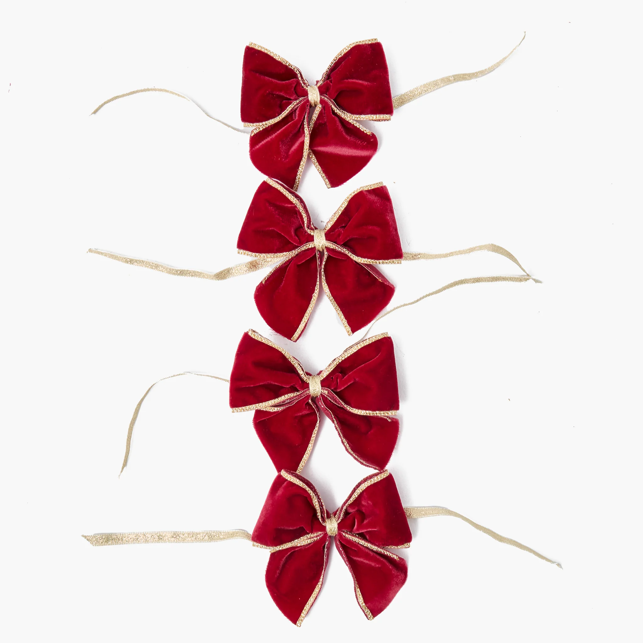 Gold Trimmed Red Velvet Bows (Set of 4) - Image 7