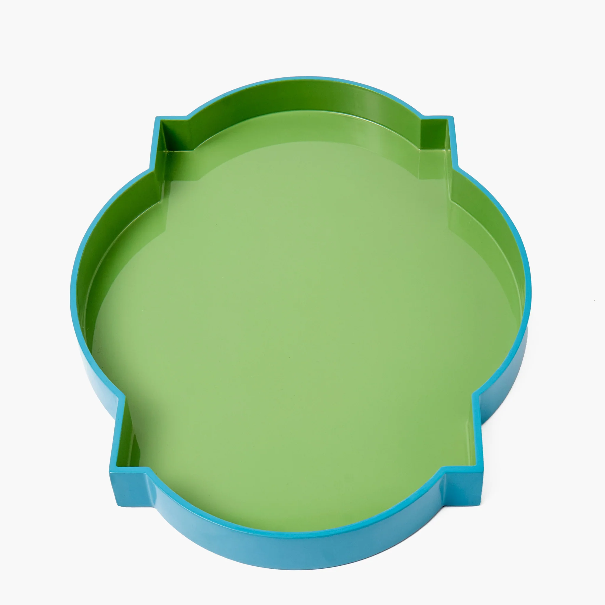 Green & Blue Lacquer Quatrefoil Tray - Image 7