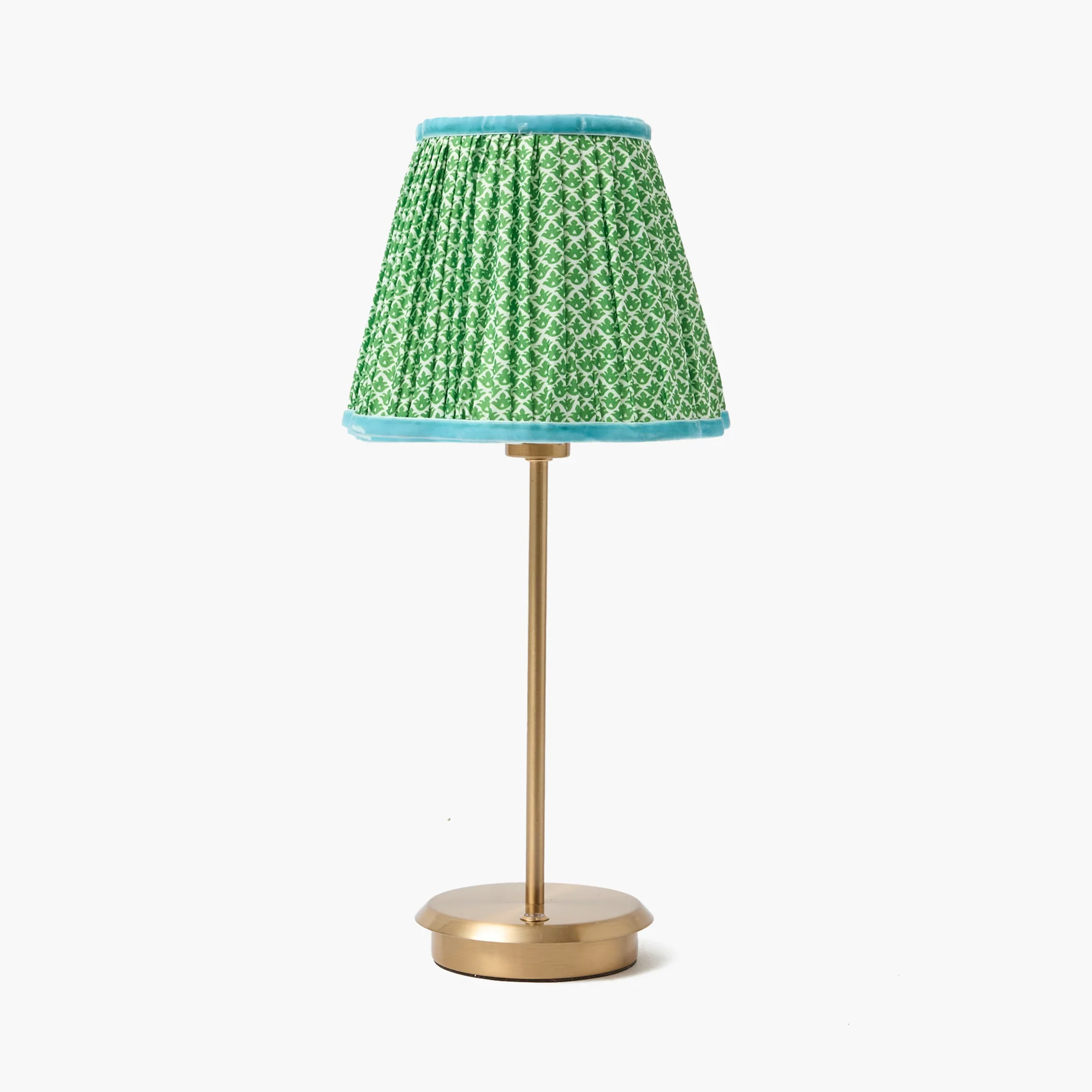 Tall Rechargeable Lamp with Green & Blue Lotus Shade (18cm)