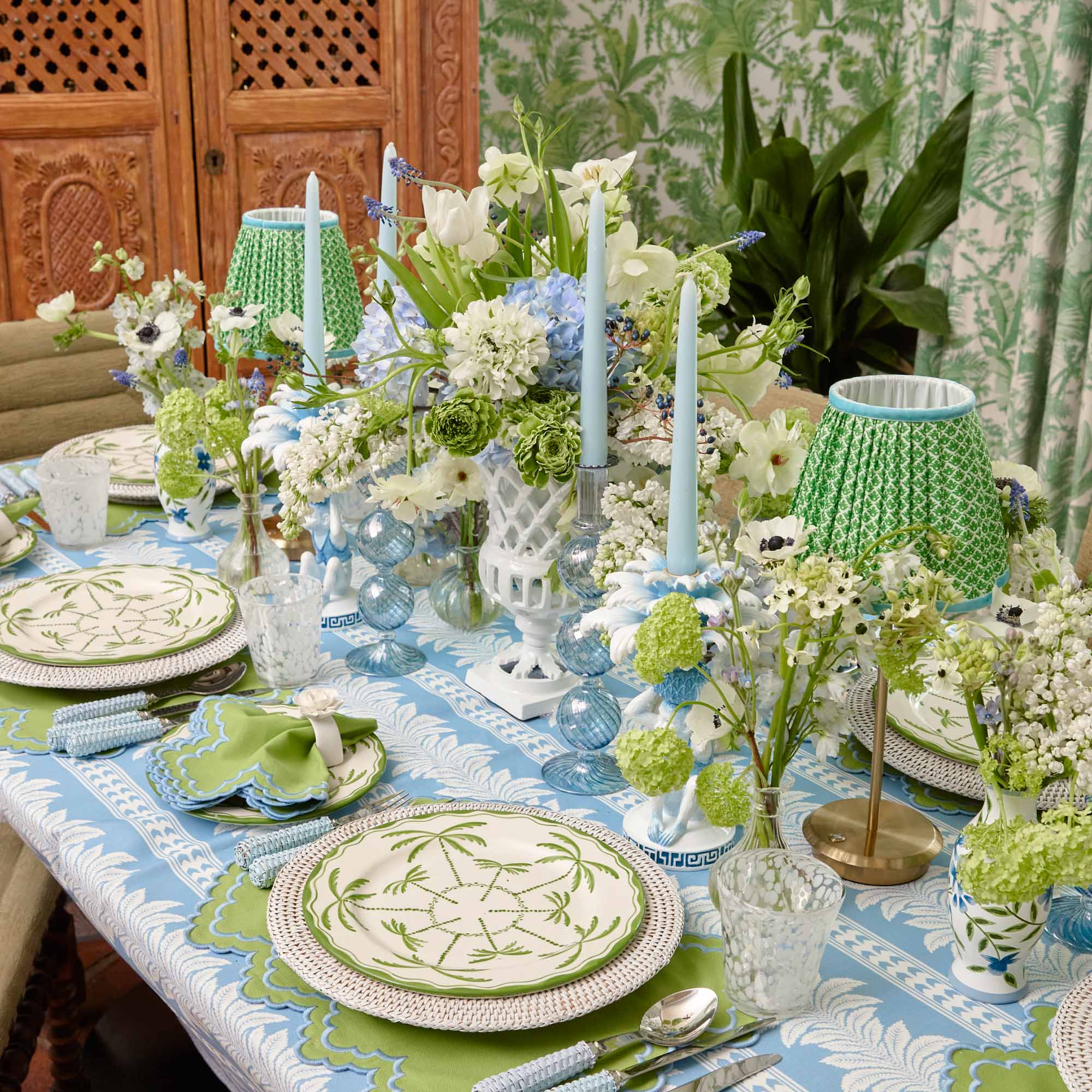 Green & Blue Lotus Lampshade (18cm) - Image 8