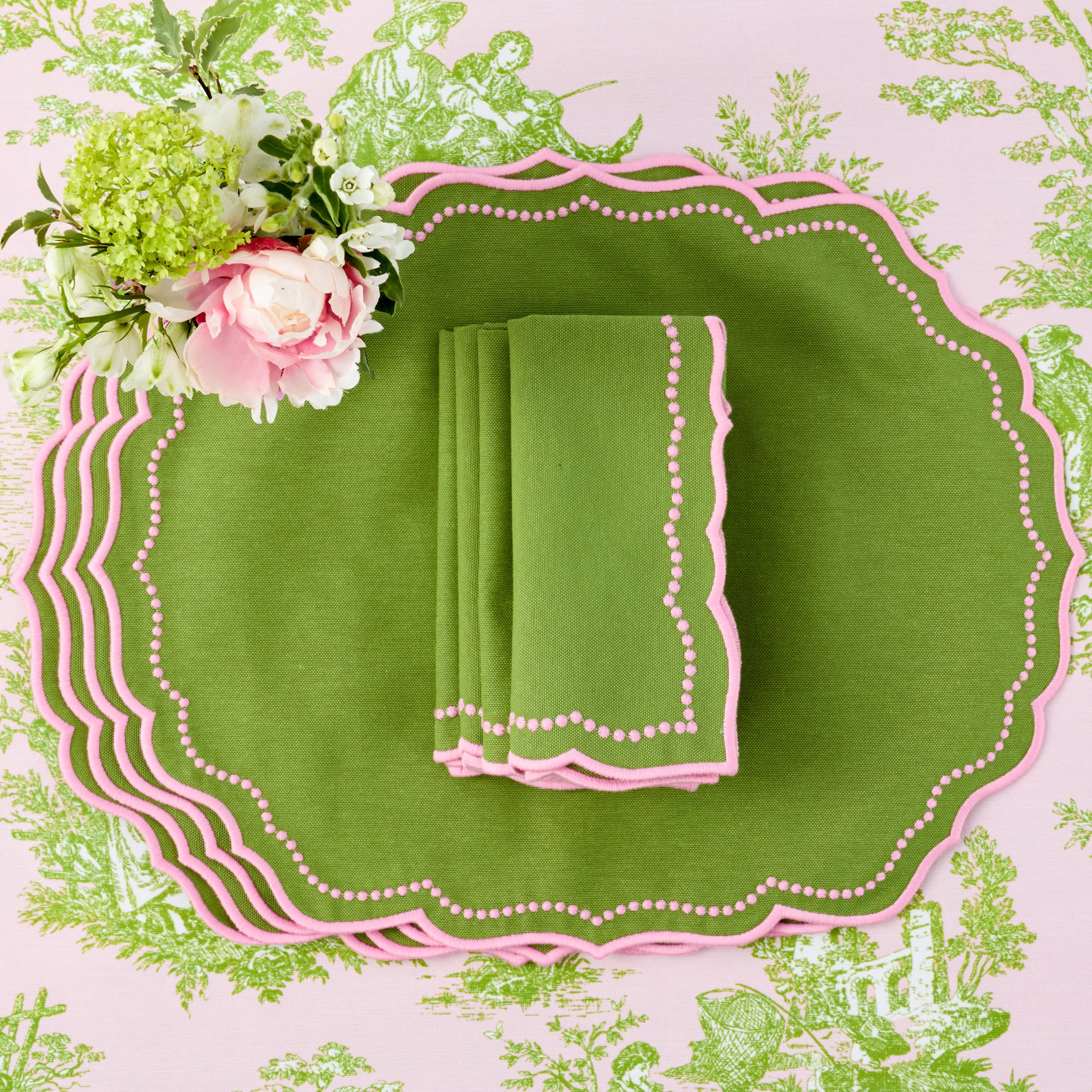 Green & Pink Gisele Placemats & Napkins (Set of 4) - Image 11