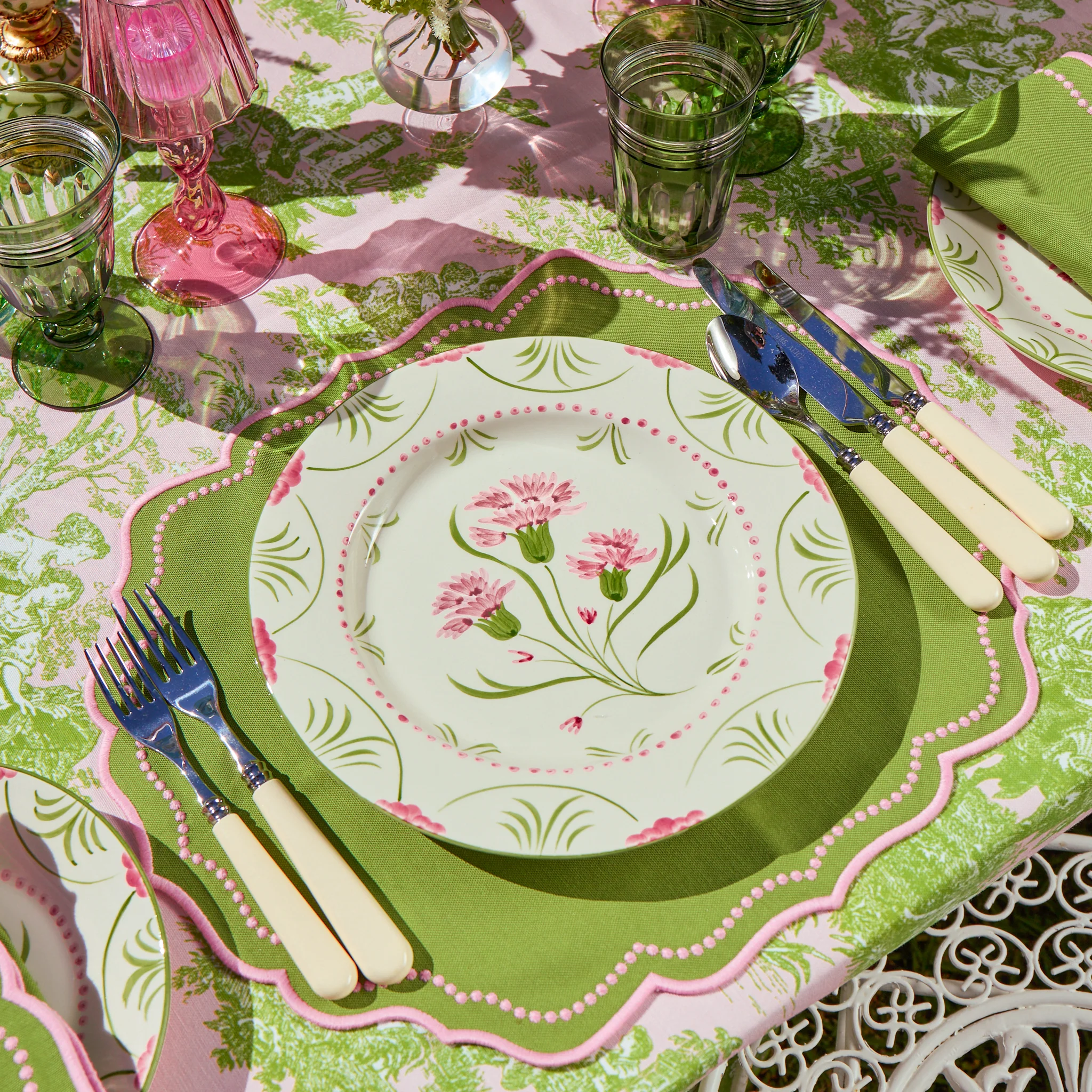 Green & Pink Gisele Placemats & Napkins (Set of 4) - Image 7