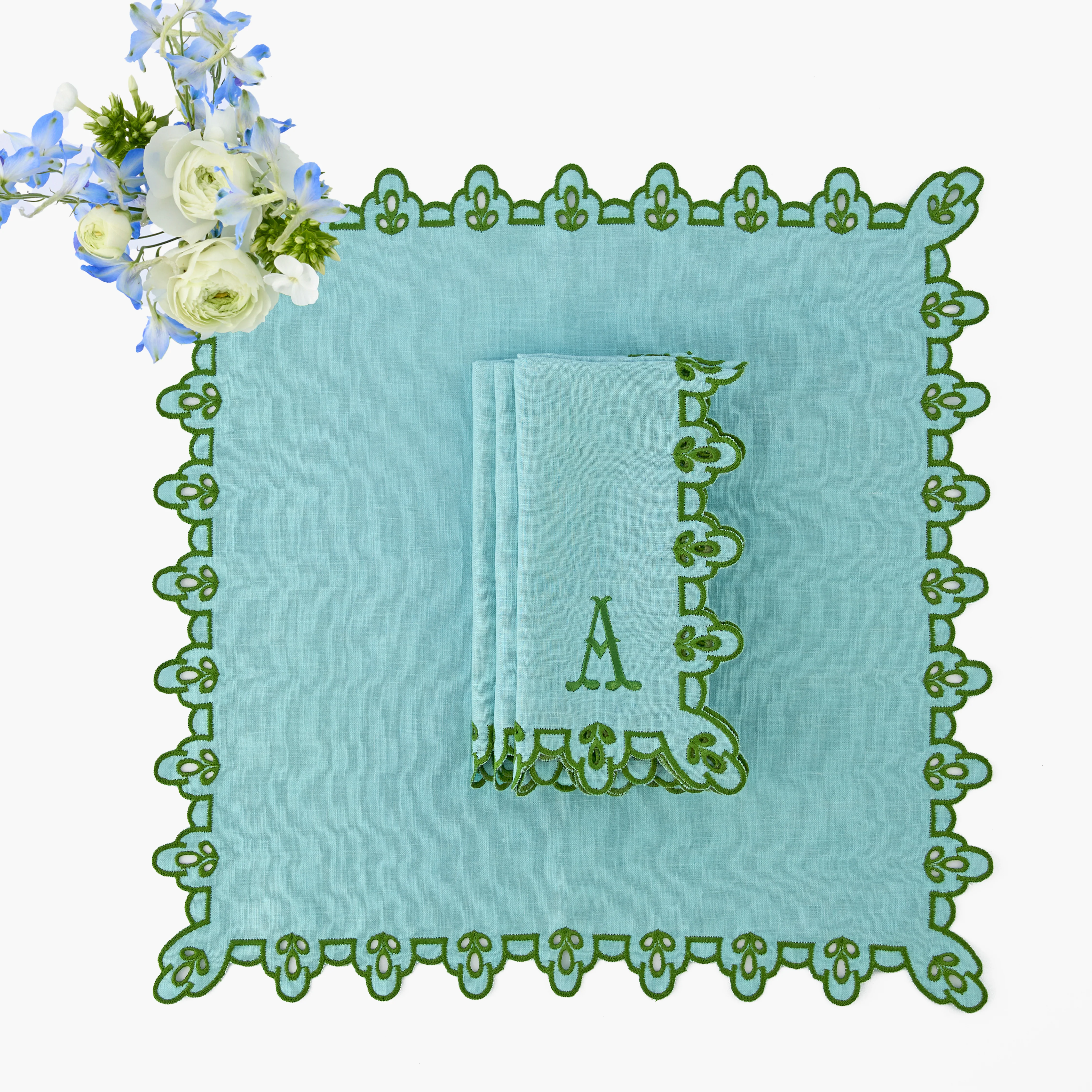 Blue & Green Sophia Placemats & Napkins (Set of 4) - Image 8