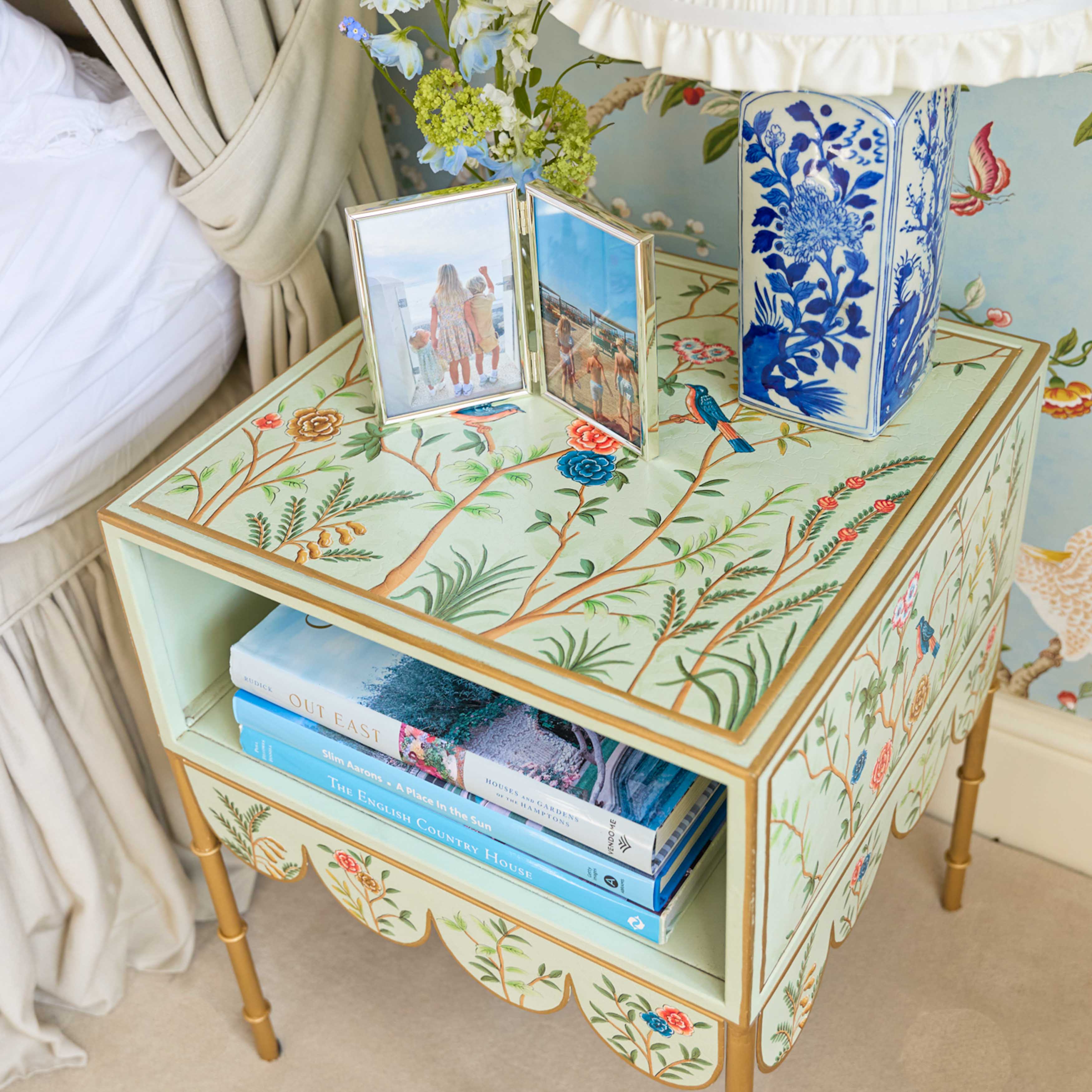 Green Chinoiserie Bedside Table - Image 4