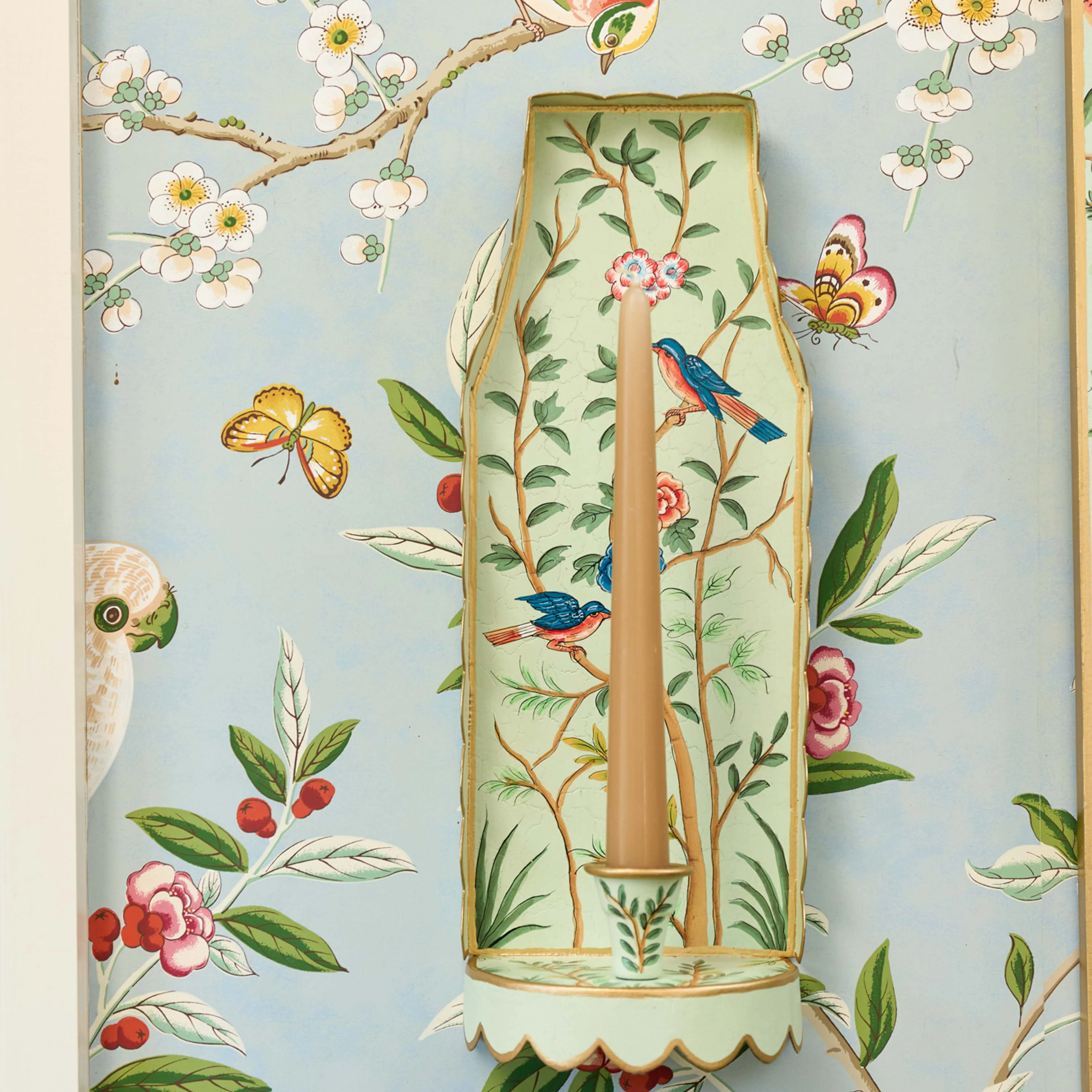 Green Chinoiserie Candle Sconce - Image 4