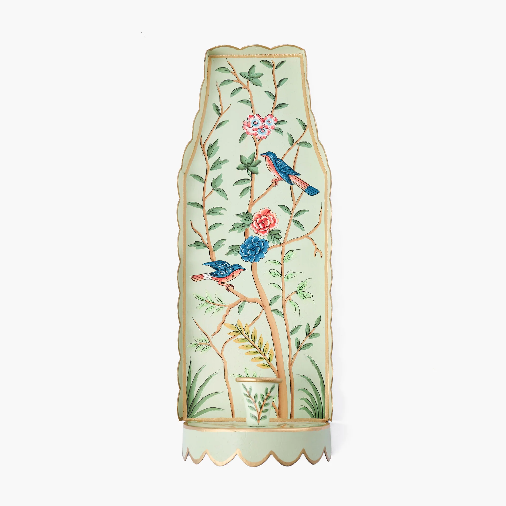 Green Chinoiserie Candle Sconce - Image 5