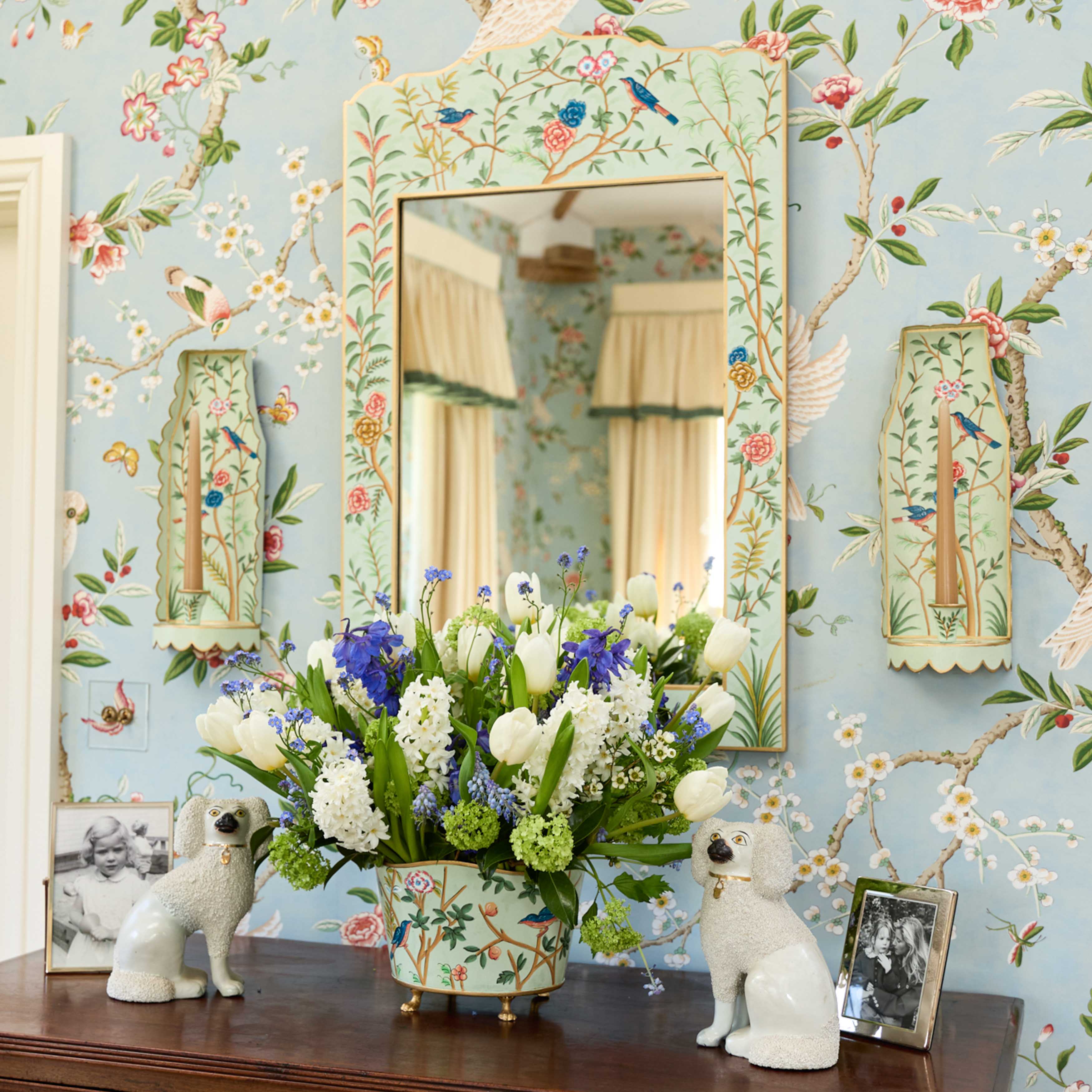 Green Chinoiserie Candle Sconce - Image 8