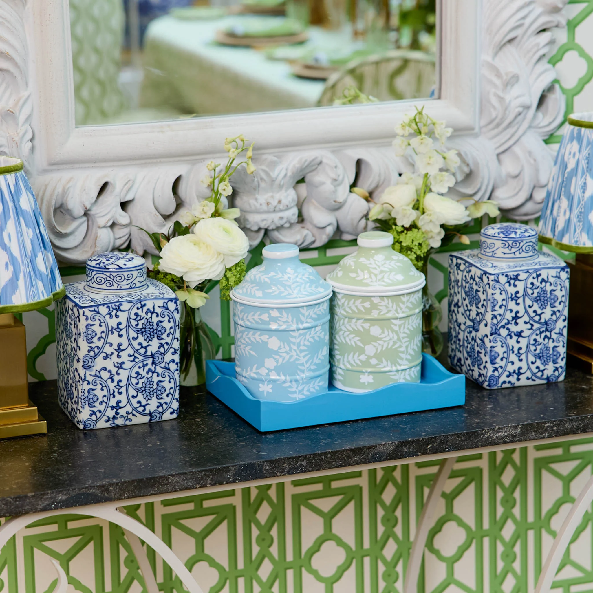 Green Chinoiserie Canister - Image 4