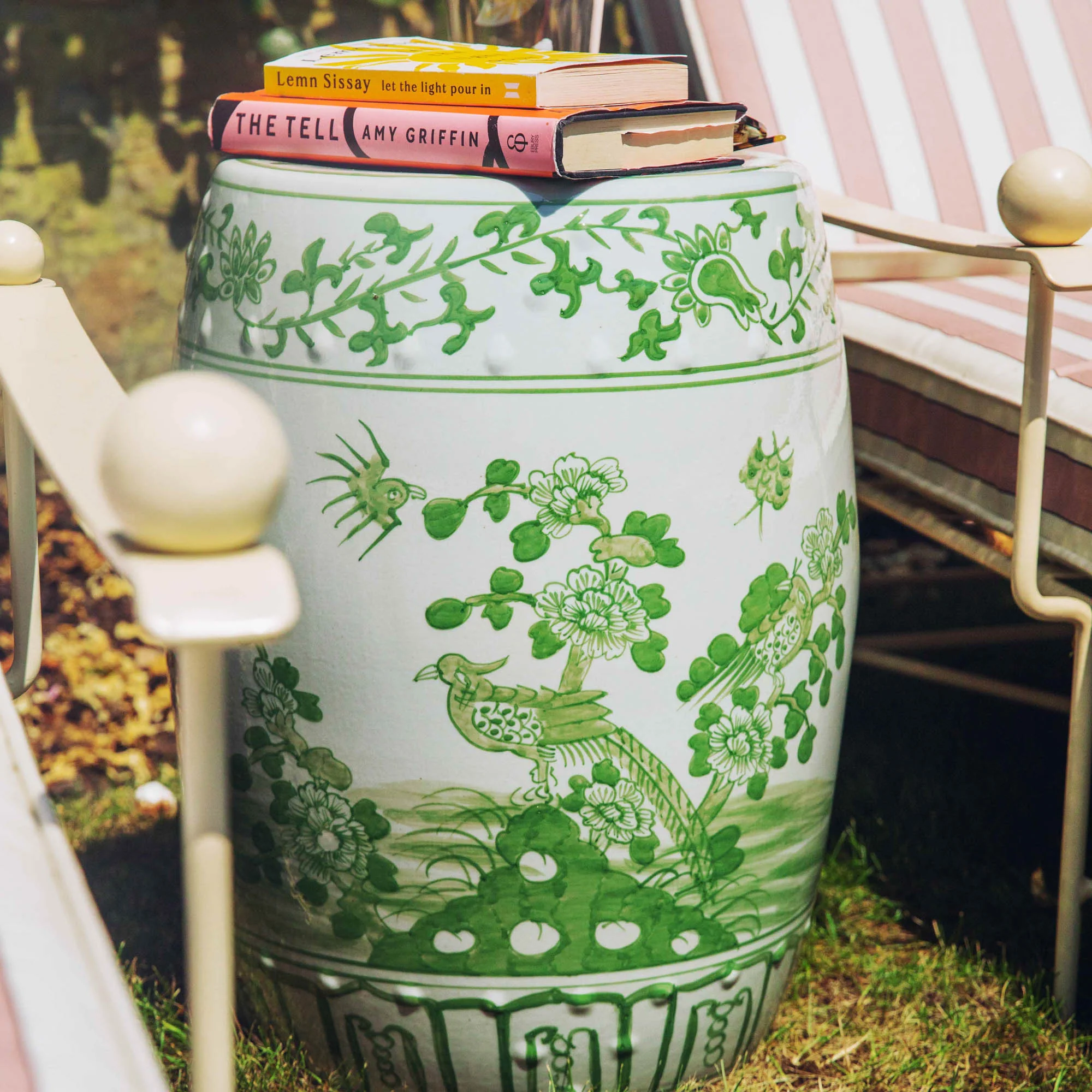 Green Chinoiserie Ceramic Stool - Image 5