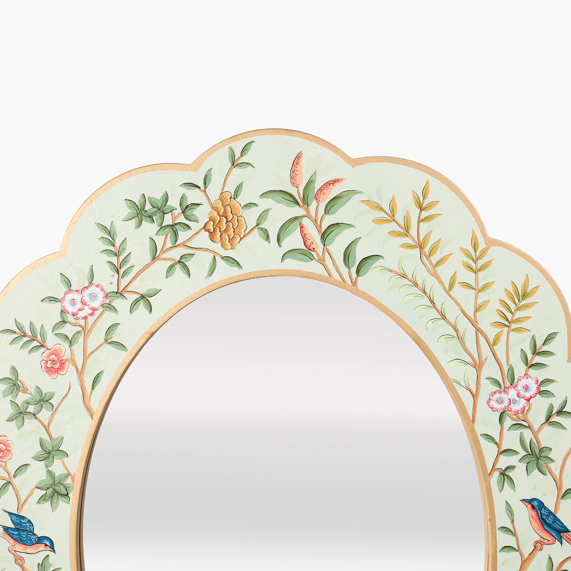 Green Chinoiserie Oval Mirror - Image 5