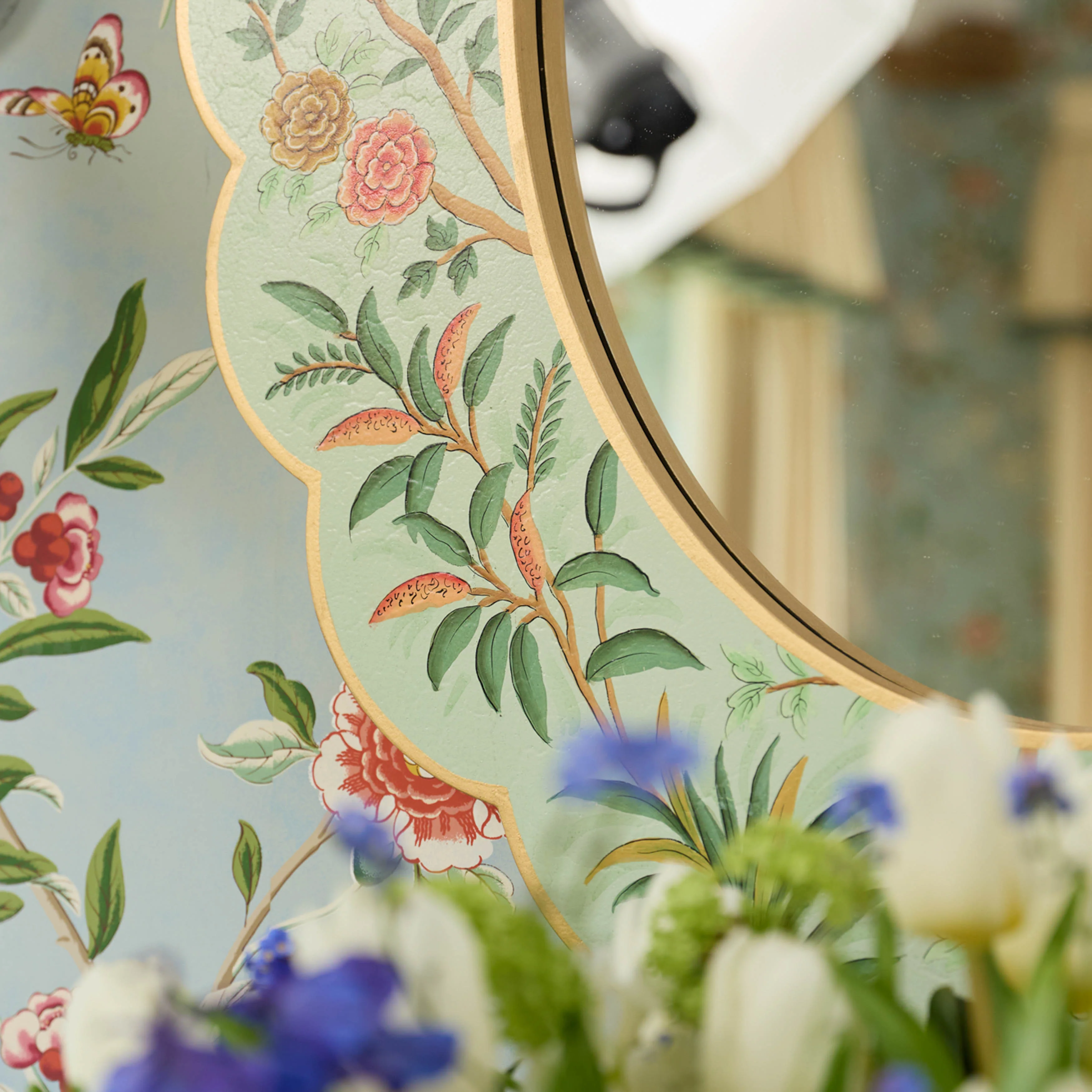 Green Chinoiserie Oval Mirror - Image 8