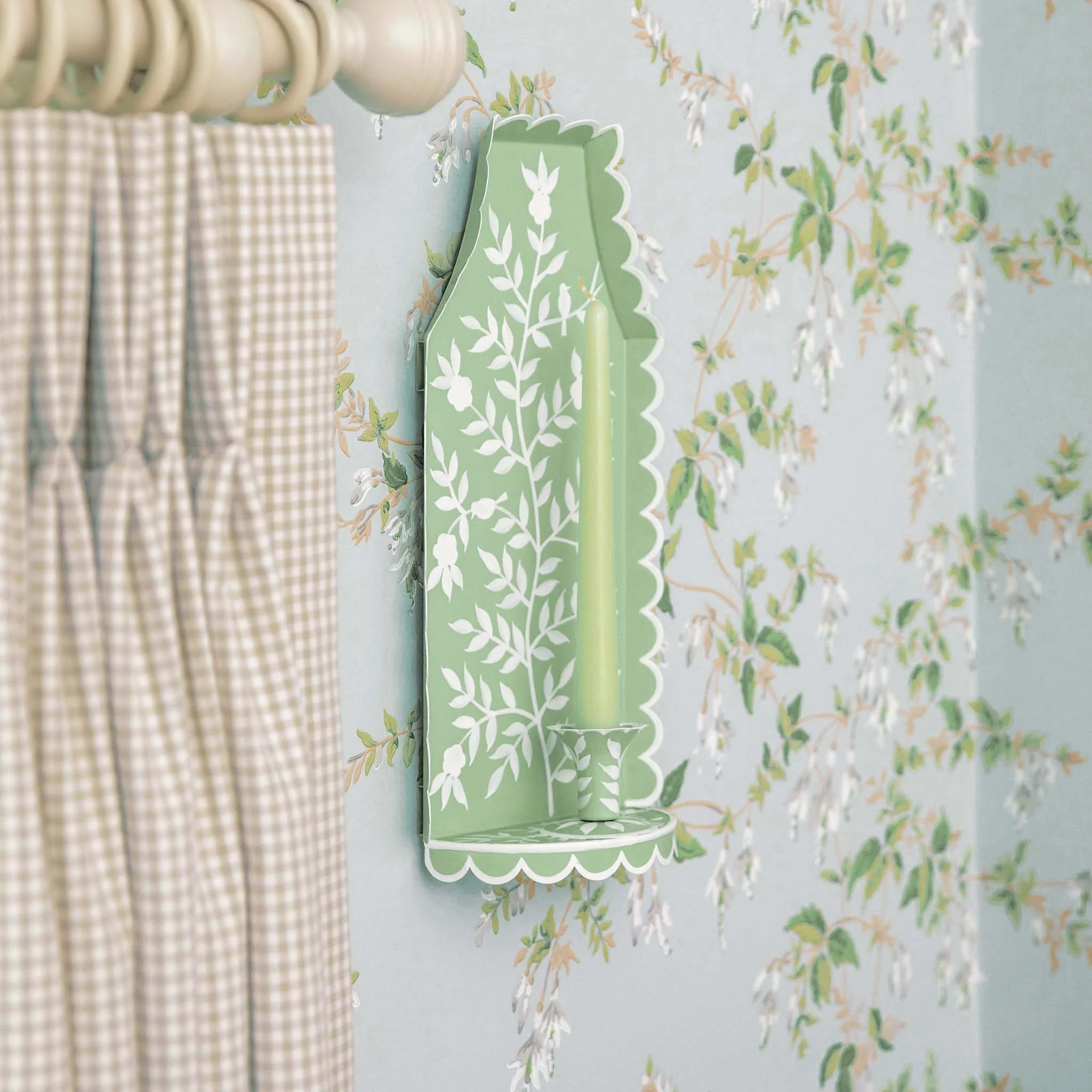 Green Chinoiserie Tole Candle Sconce - Image 5