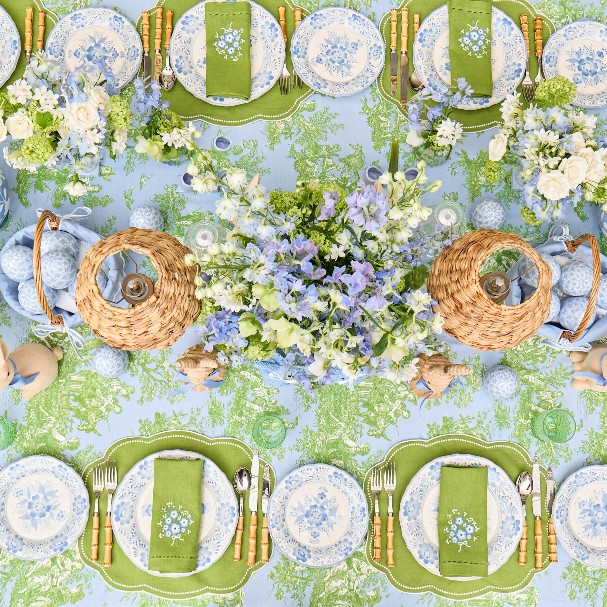 Ottilie Blue Toile Tablecloth - Image 8