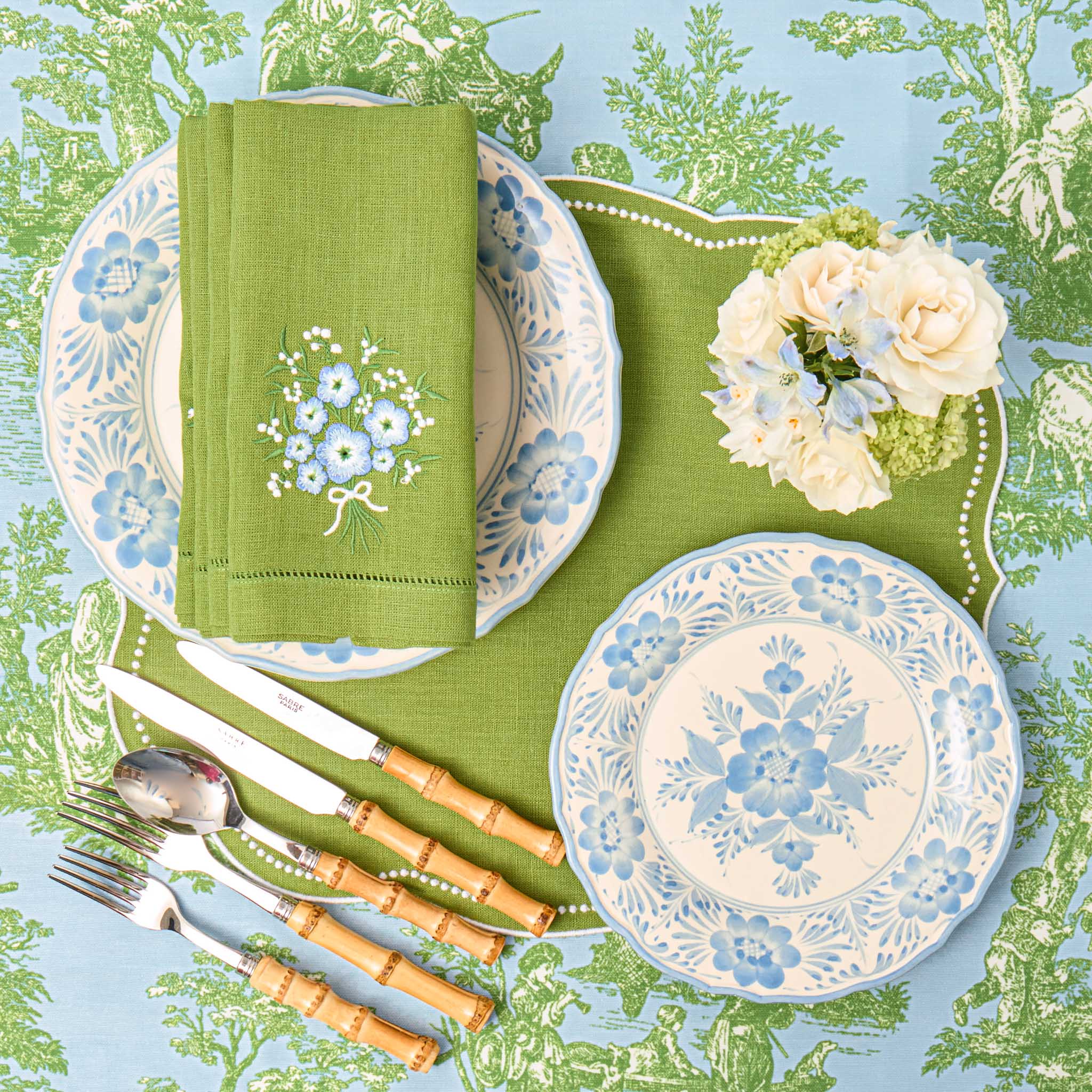 Ottilie Blue Toile Tablecloth - Image 7