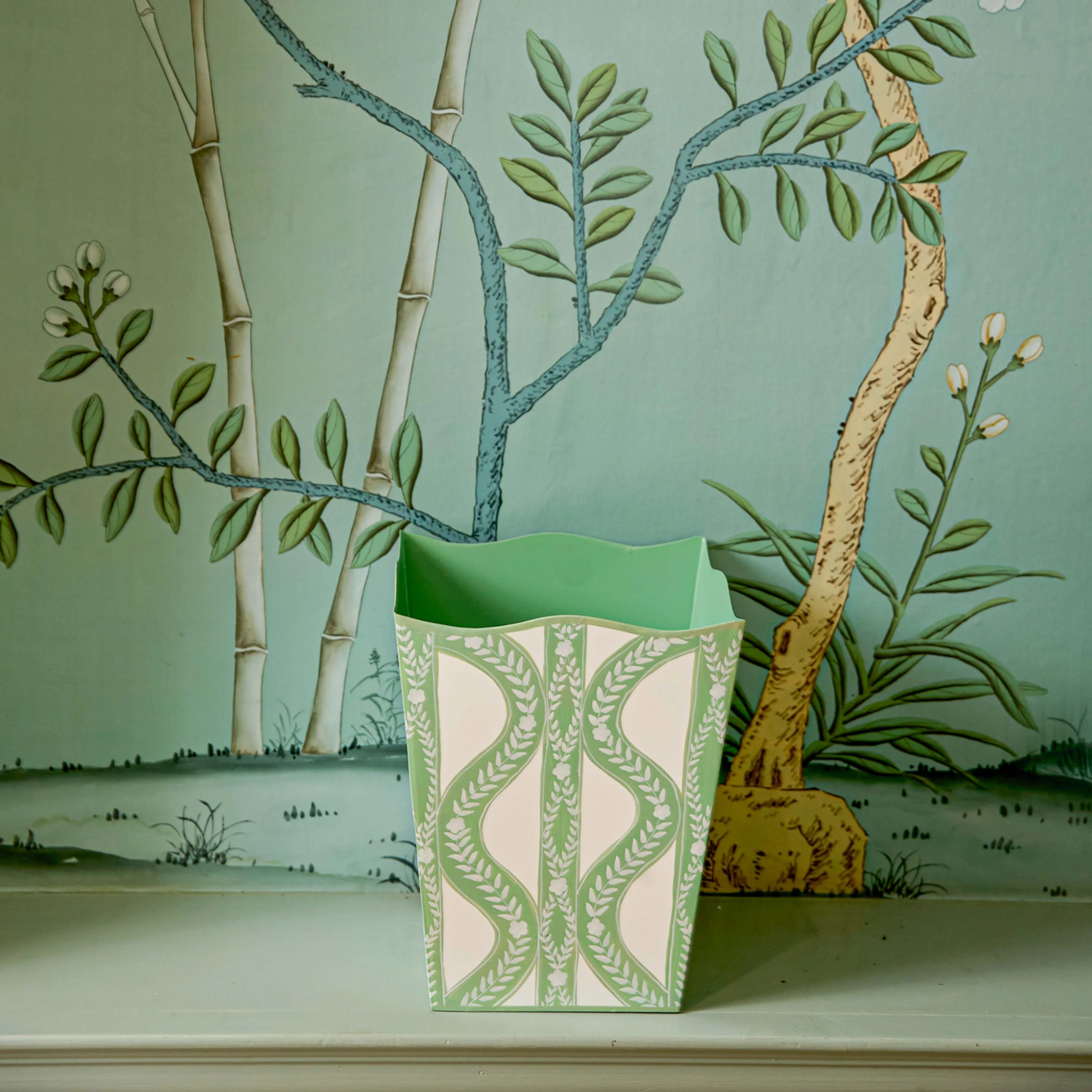 Green Floral Ikat Bin - Image 10