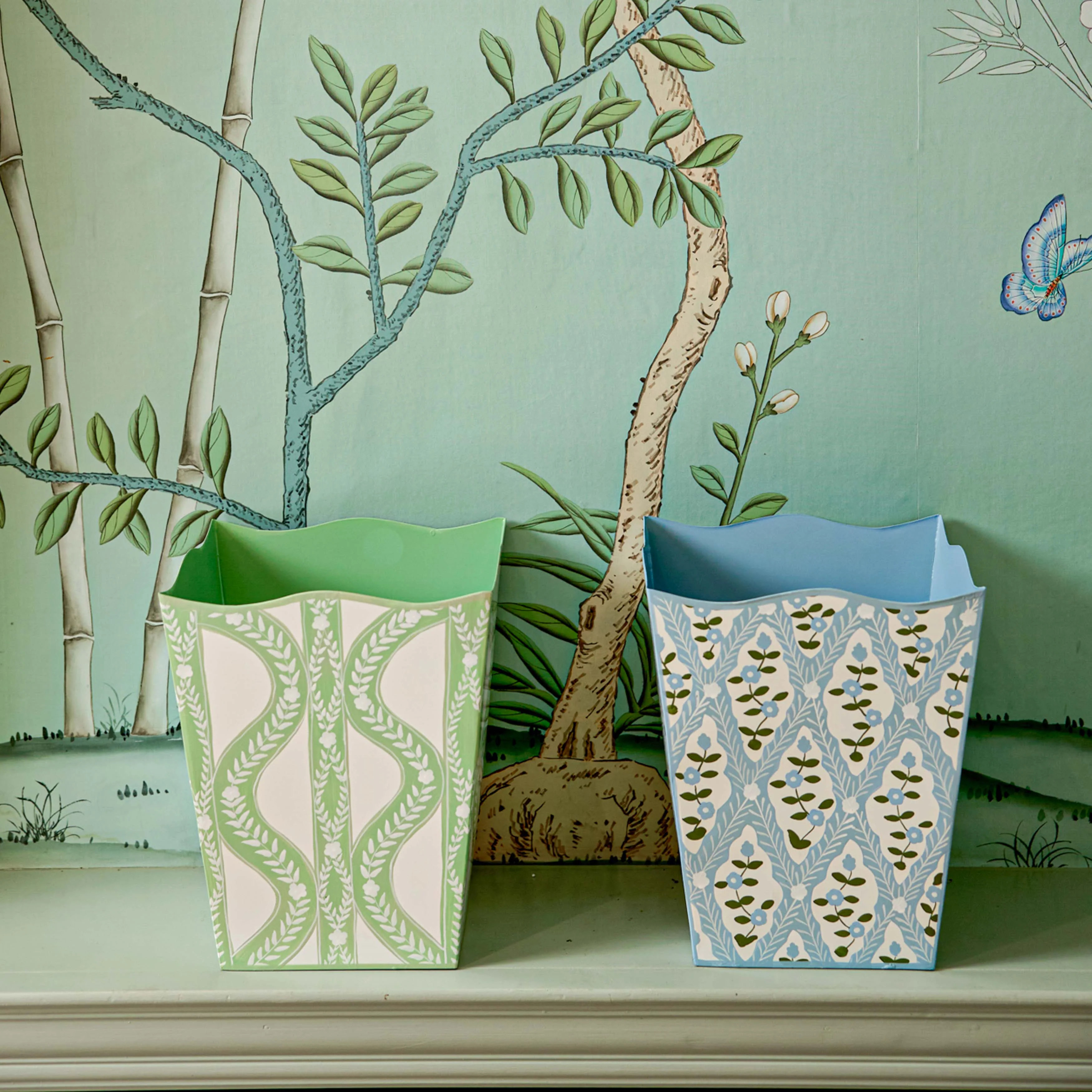 Green Floral Ikat Bin - Image 7