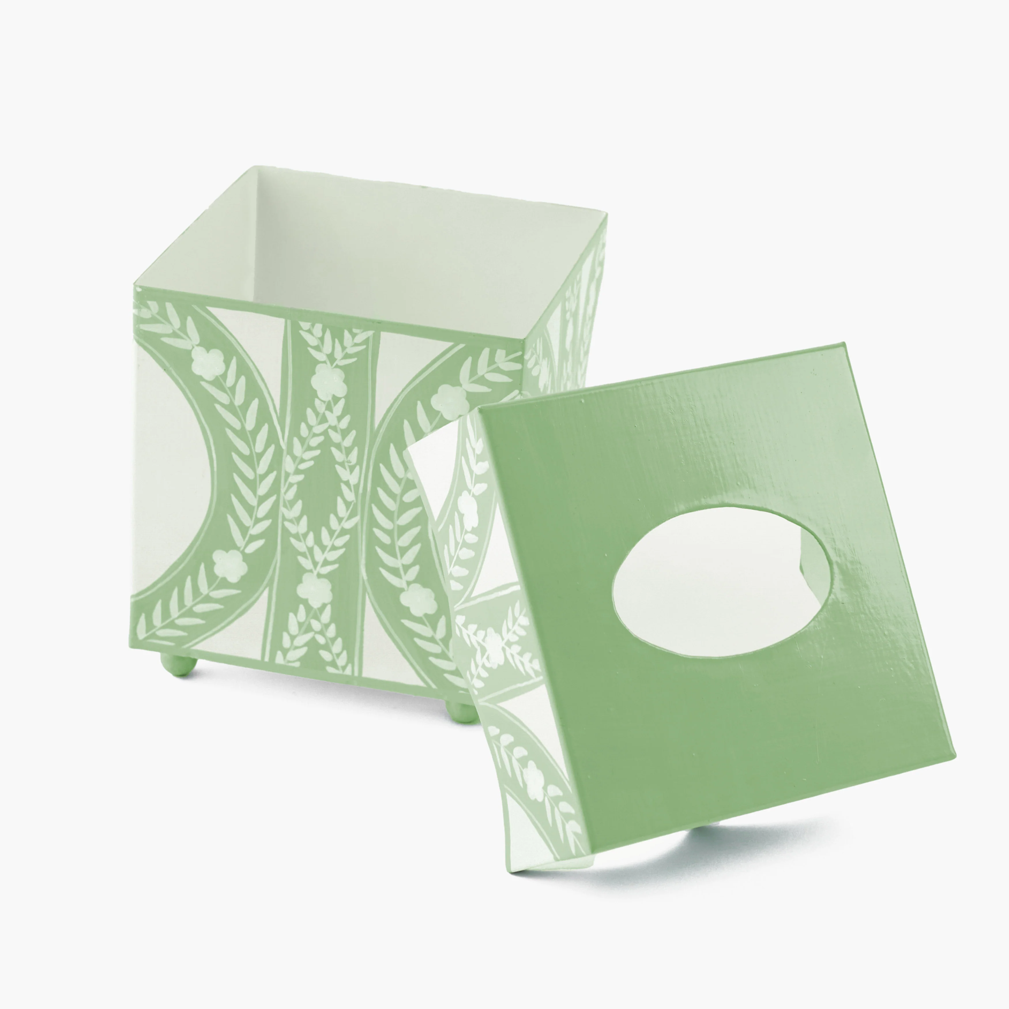 Green Floral Ikat Tissue Box - Image 4