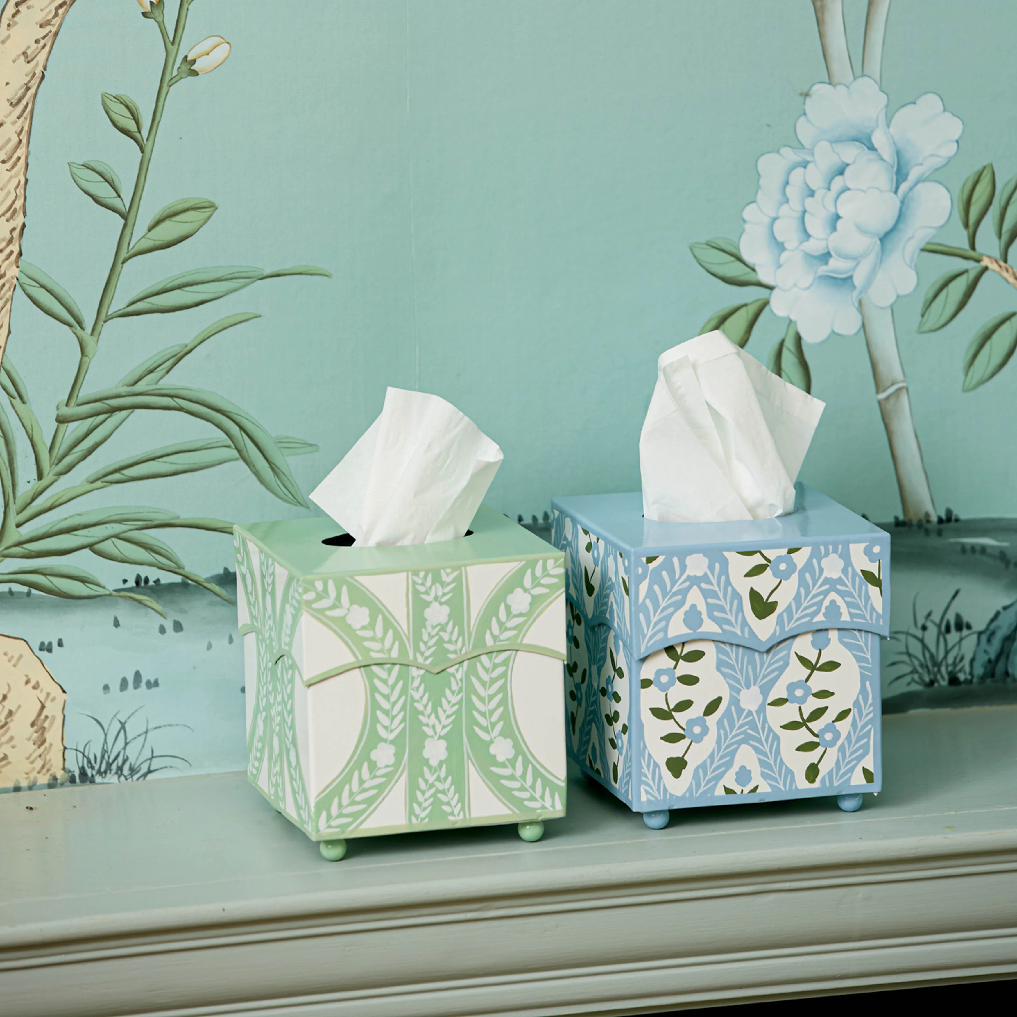 Blue Floral Trellis Tissue Box - Image 7