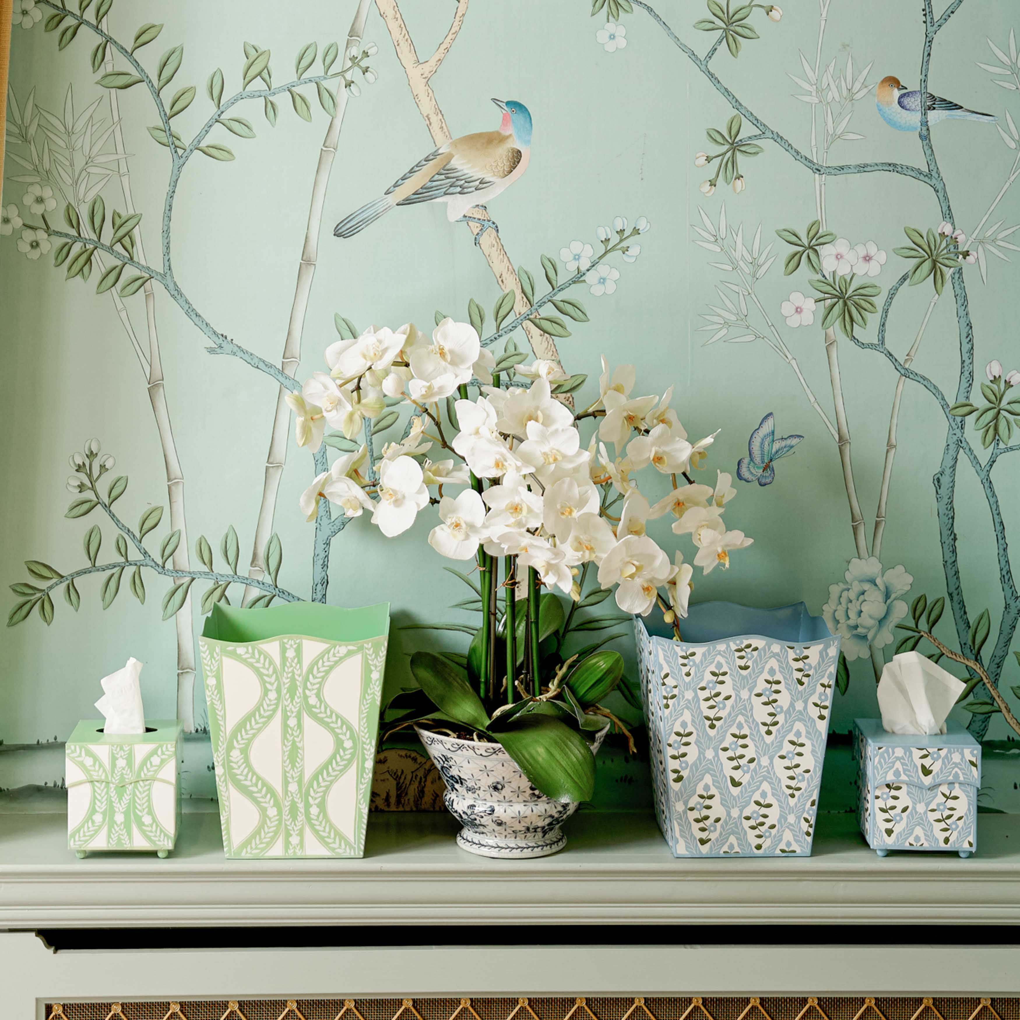Green Floral Ikat Tissue Box - Image 7