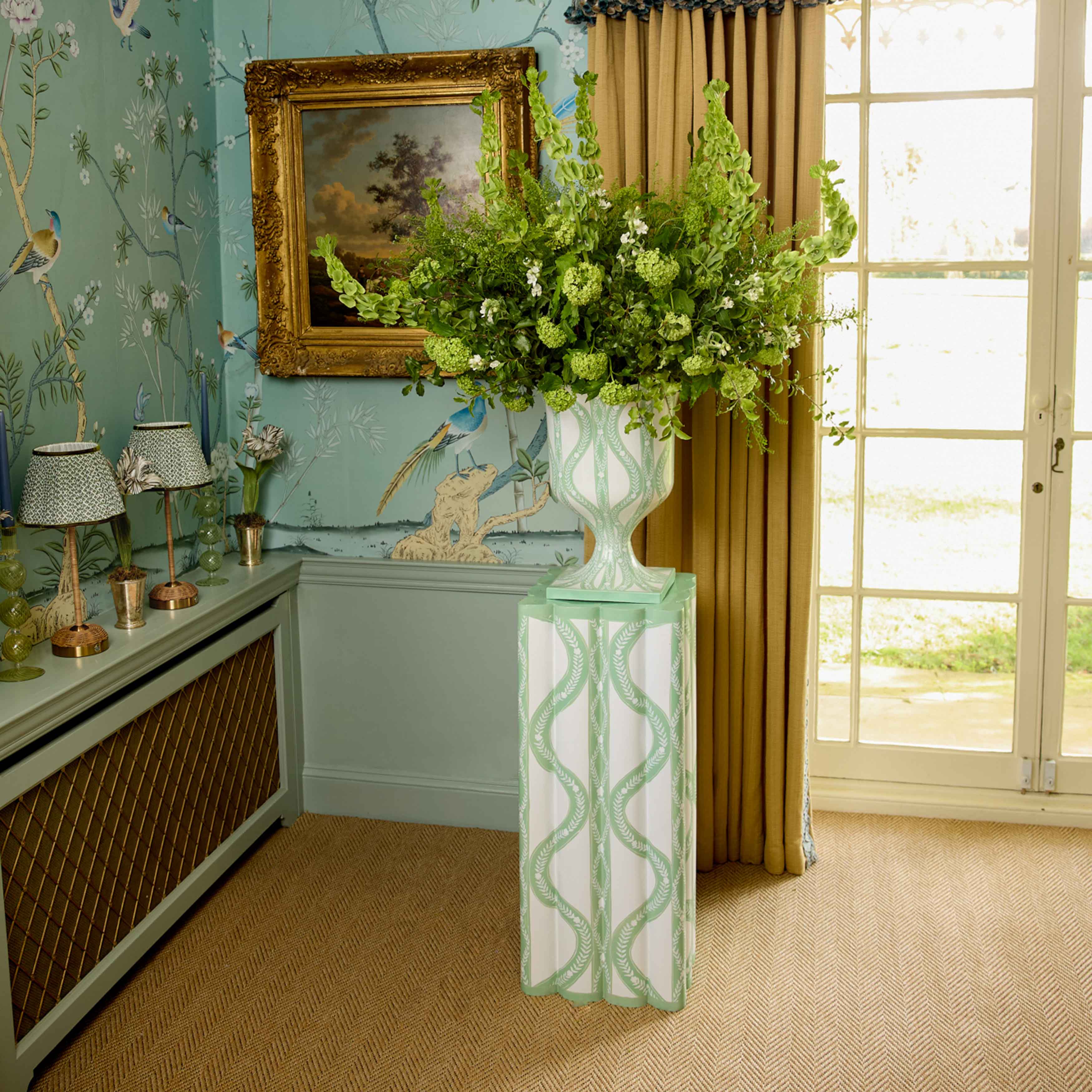 Green Floral Ikat Urn - Image 5