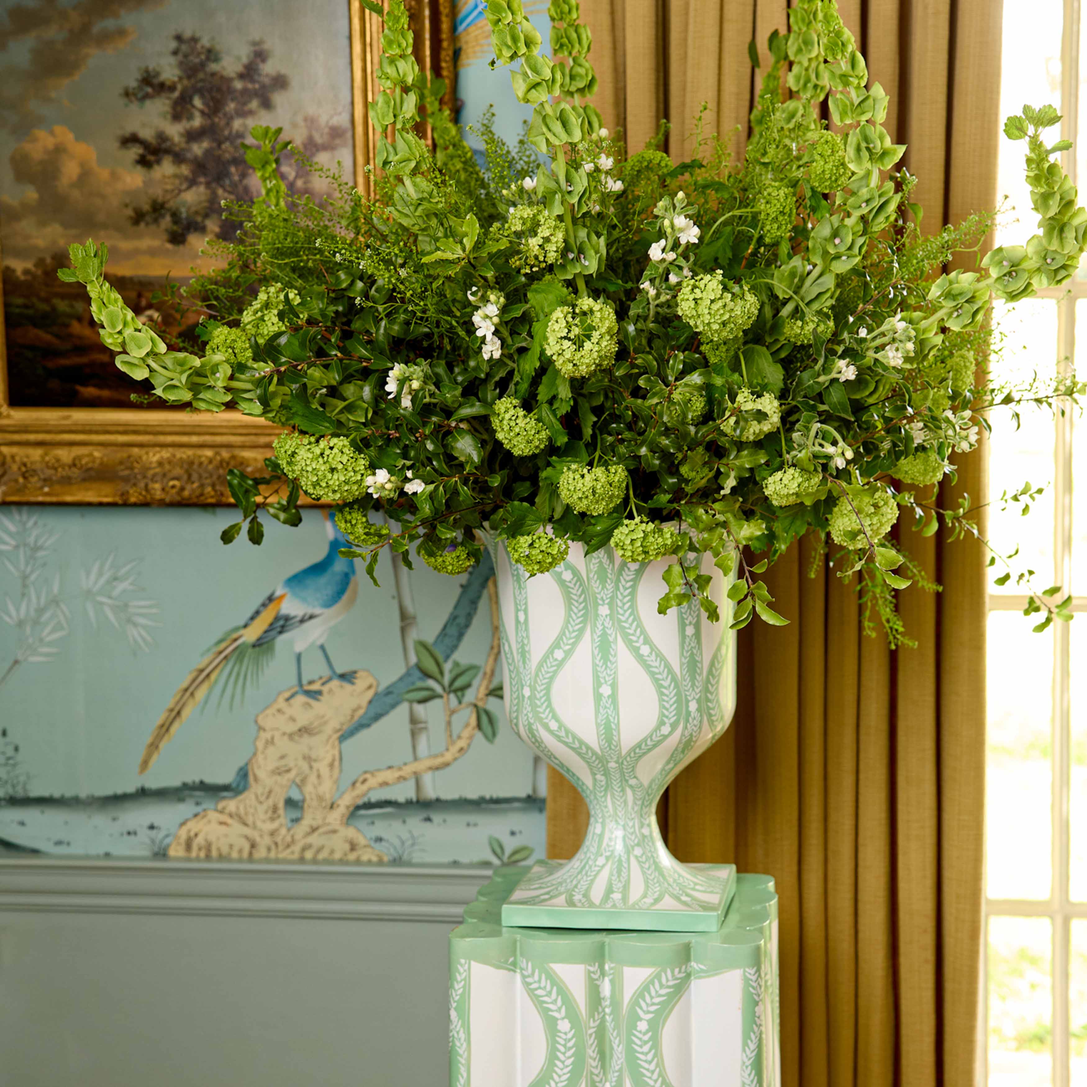 Green Floral Ikat Urn - Image 2