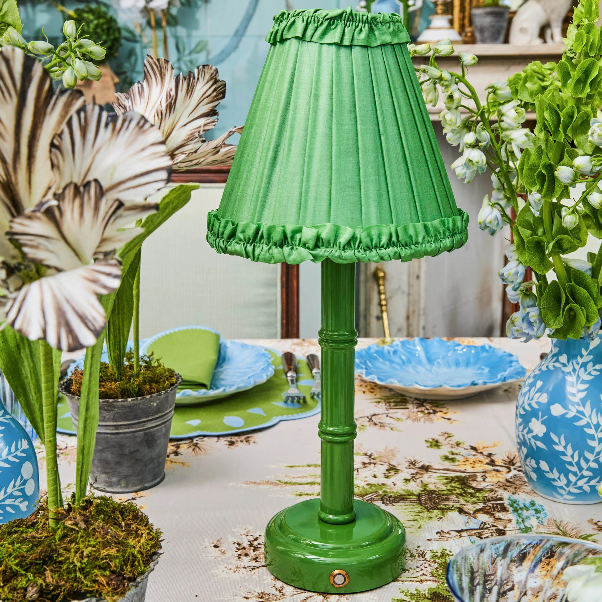 Green Frilled Silk Lampshade (18cm) - Image 10